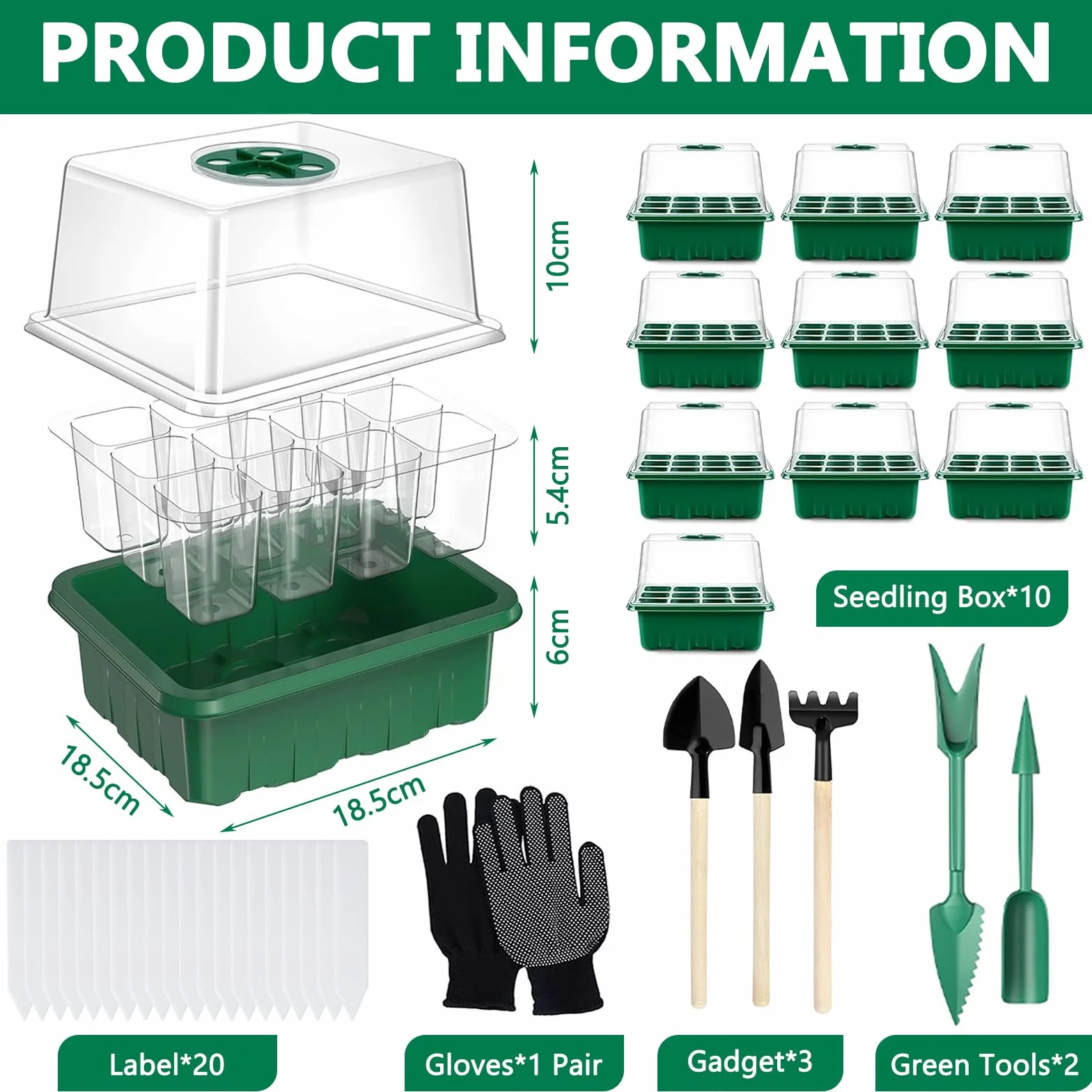 MOYKSRR Vassoi per semi, Vassoi Semina, 10 Pack 120 Celle Propagator Growing Addensano i Vassoi, Vassoi per Piante con Cupole Ventilate, per Germinazione, Strumento di Coltivazione in Mini Serra