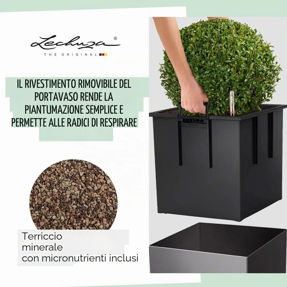 LECHUZA CUBE Premium 50 antracite metallizzato 16563
