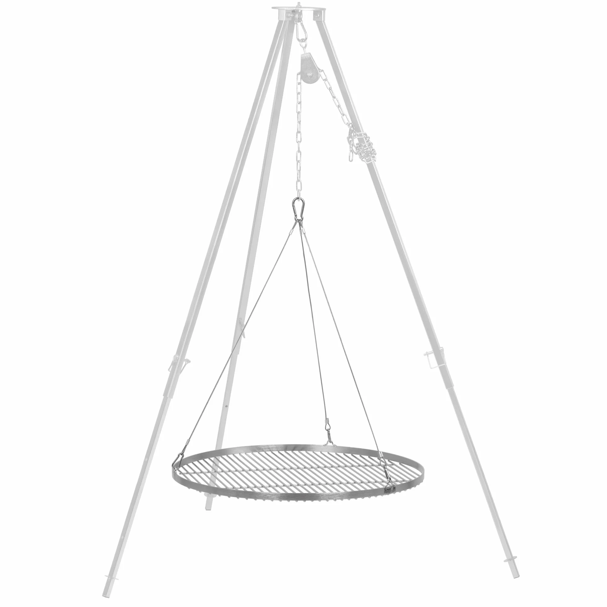 BBQ-Toro Griglia rotonda in acciaio inox | Ø 70 cm | Superficie di cottura sospesa con corda per treppiede | Ideale per barbecue all’aperto, accessorio da esterno
