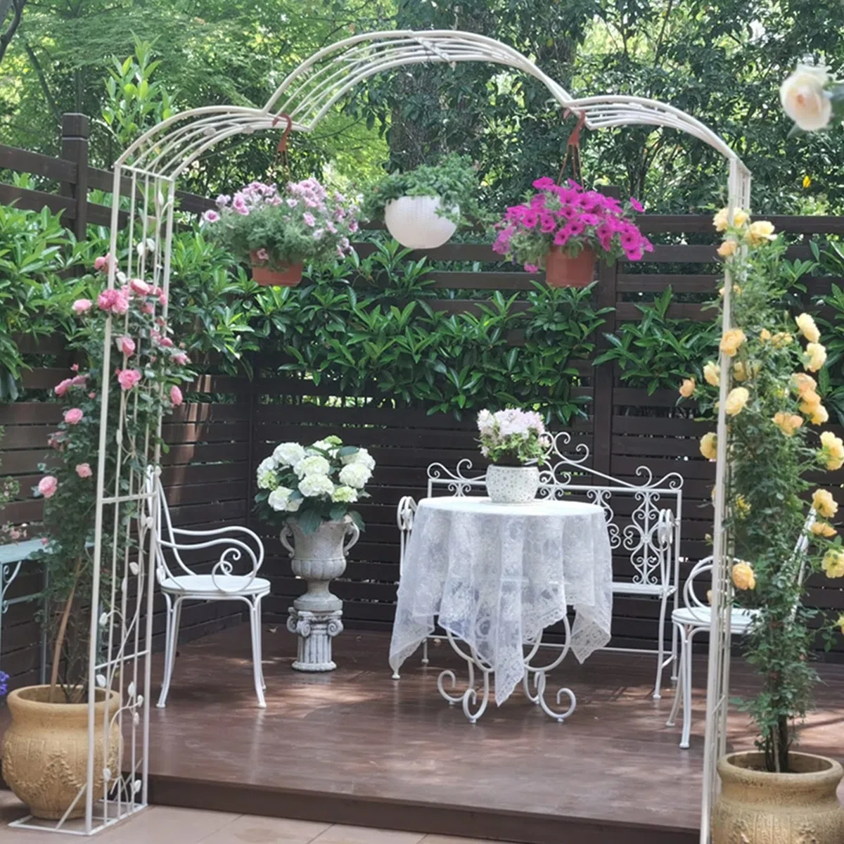 SDdPulse Arco da giardino, archi da giardino retrò alla moda, autoportante, in ferro battuto, piante rampicanti, pergolato, arco per rose da esterno, più resistente alle intemperie (verde vintage, 160
