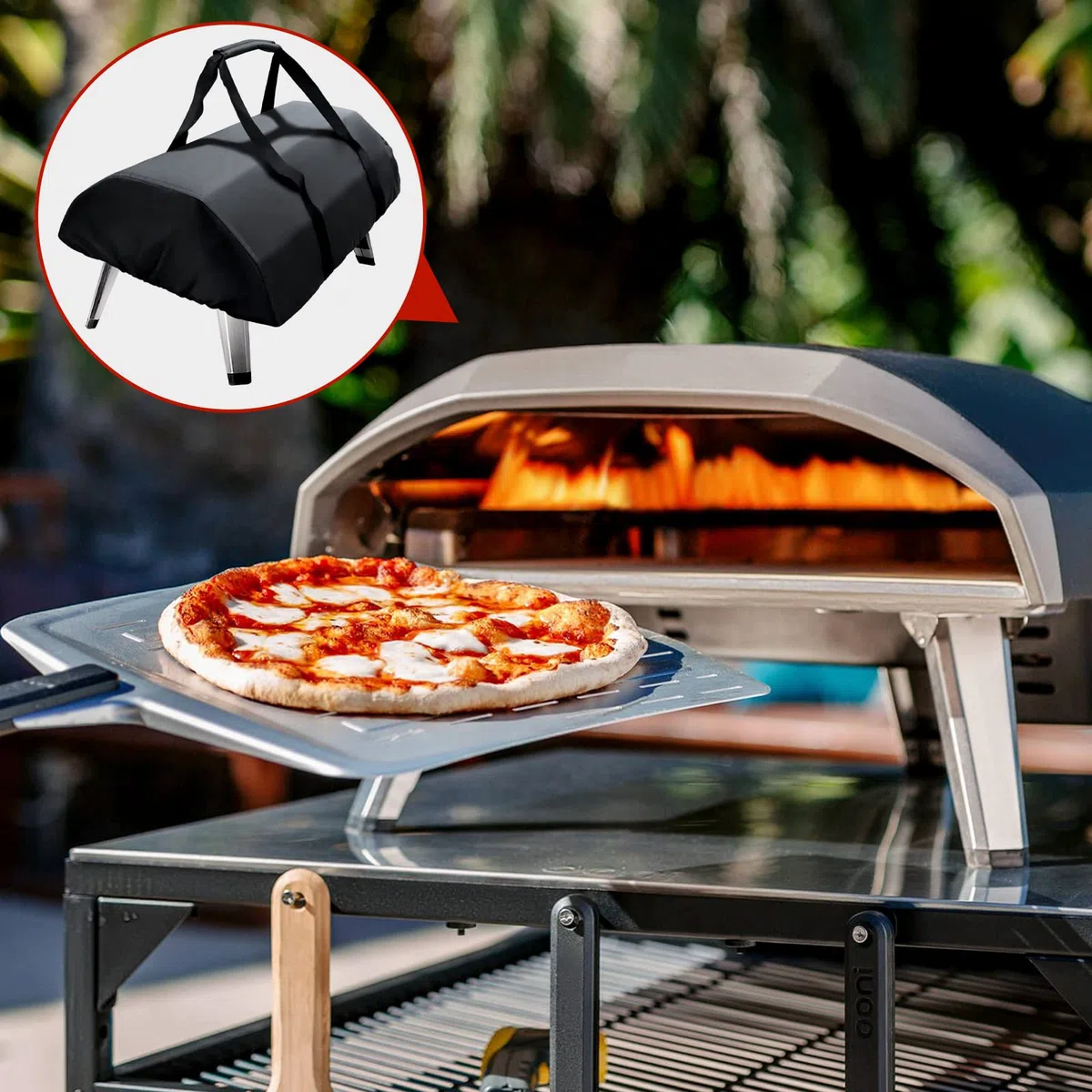 Kovshuiwe Carry Cover for Ooni Koda 12 Gas Pizza Oven, Outdoor Pizza Oven, Waterproof 600D Oxford Fabric, Pizza Oven Cover Accessories (25.2"x16.5"x6.7")