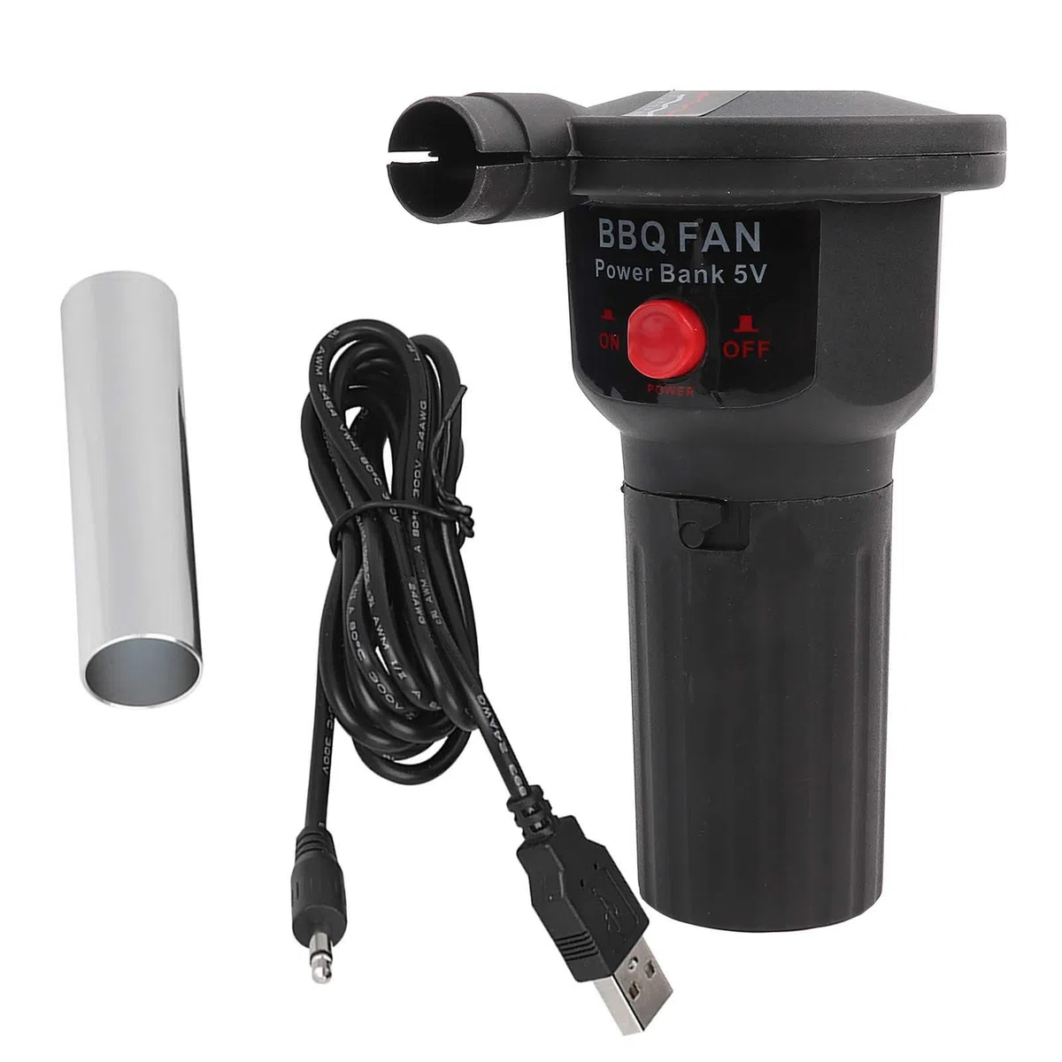 Zwinner Aeratore per Barbecue, 5V Ventilatore Elettrico Portatile, Antipasto Al Carbone, Soffiatore Antincendio Portatile con Cavo Usb, Ventilatore per Stufa da Picnic con Camino per Barbecue