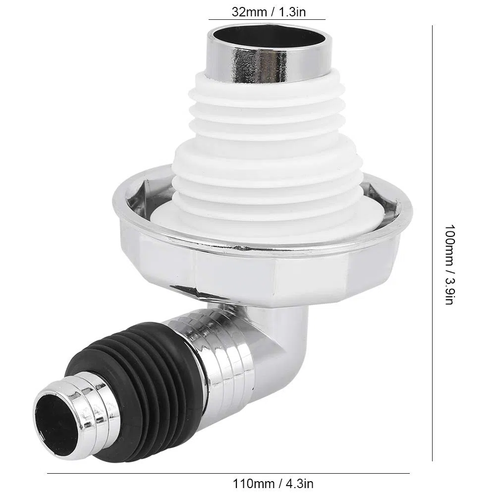 Raccordo di scarico a pavimento, Materiale PVC resistente corrosione, Rotazione 360 gradi facile installazione, Giunto copertura scarico, Per lavatrice e serbatoio toilette