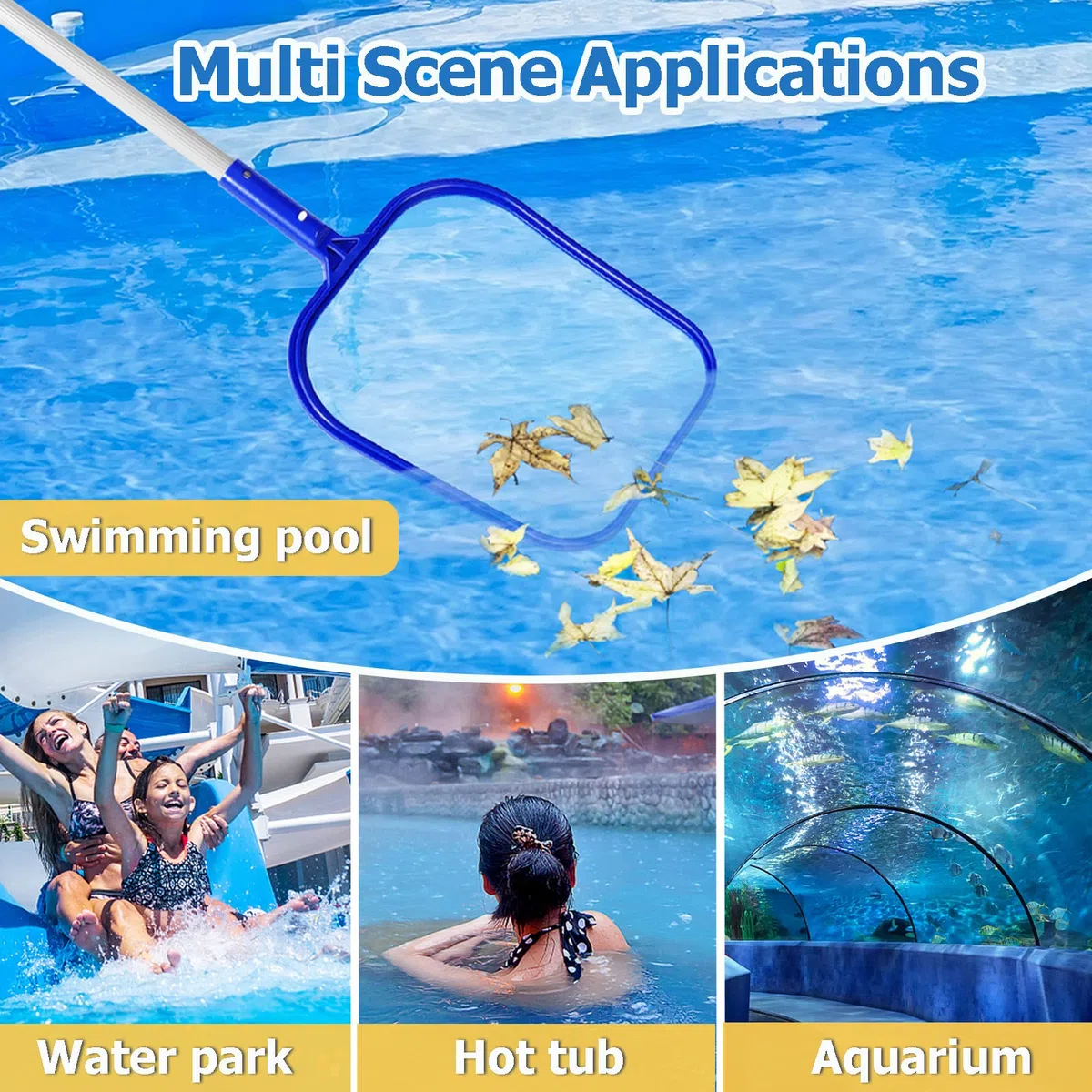 ANSTEN Retino per Piscina con aste telescopiche, Retino Piscina Retino Pulizia Piscina, Retina Foglie Raccogli, Retino Piscina Professionale per Pulizia Piscina, laghetto, fontana o acquario