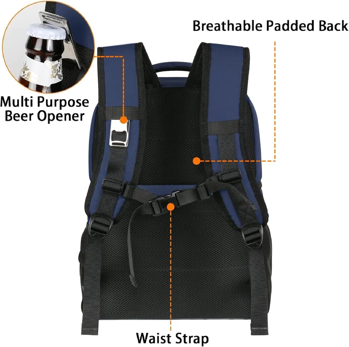 MATEIN Zaino Termico porta Pranzo, Borsa Termica con Scomparto Termico 34L Grande Capacità, Impermeabile Zaini per Picnic, Lavoro, Spiaggia, Campeggio, Escursionismo, Regalo per Uomo Donna, Blu