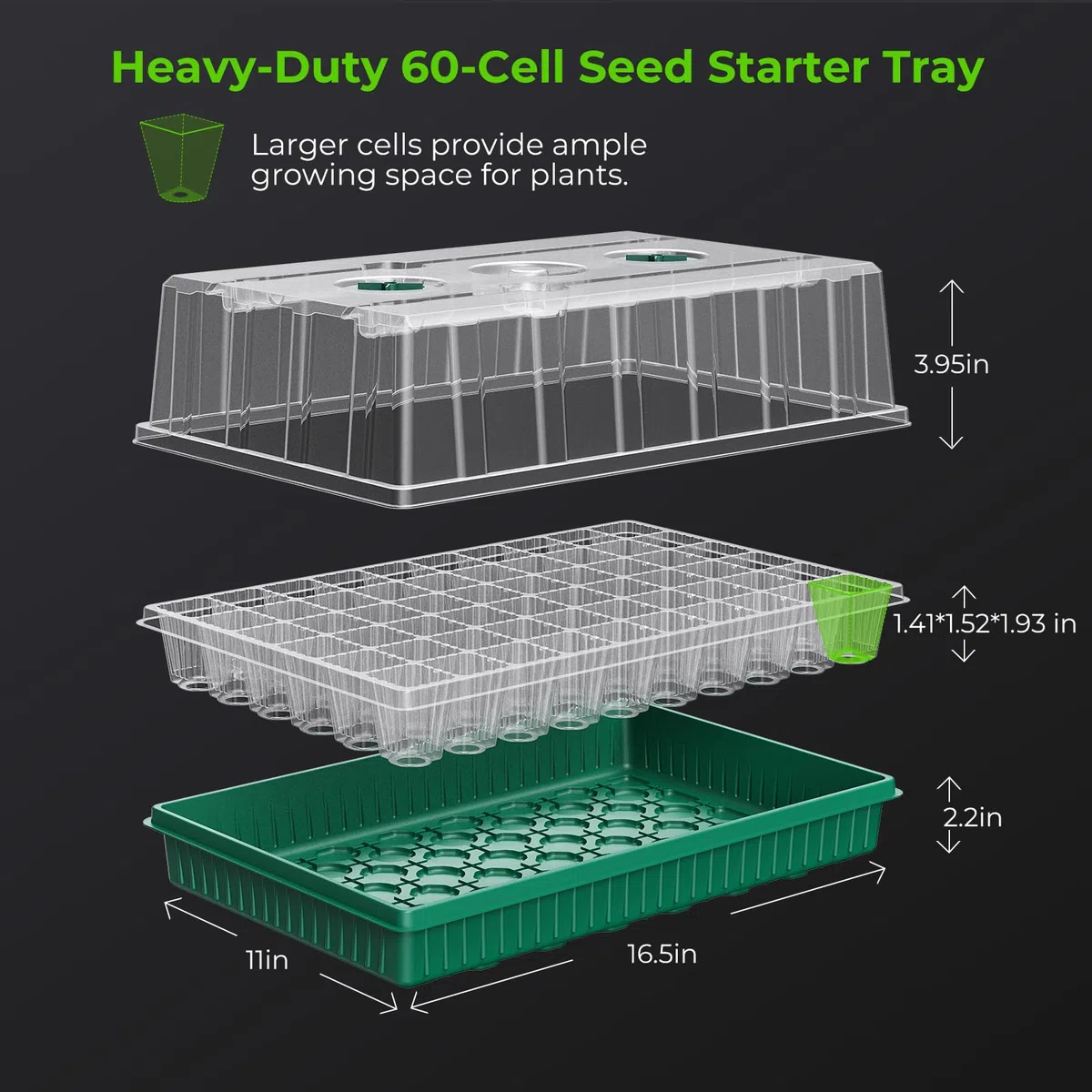 Vassoio per sementi con luce crescente, confezione da 2 pezzi, kit per piantine con cupola umida, kit di germinazione dei semi per piantare semi (120 celle)