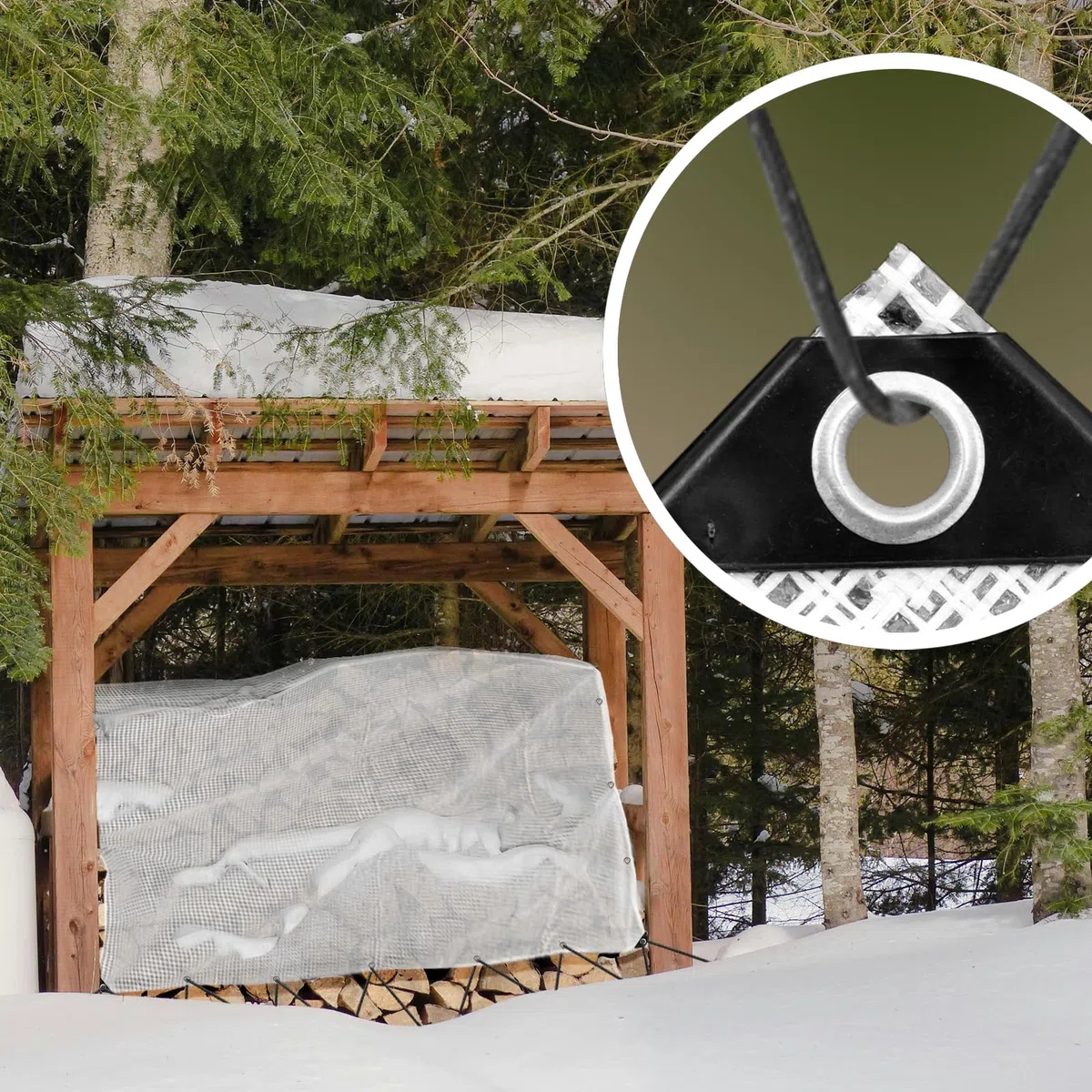 Telo impermeabile 2x4m, resistente all'inverno, 140g/m², trasparente, con occhielli per piante, mobili, barca, camion, legna da ardere
