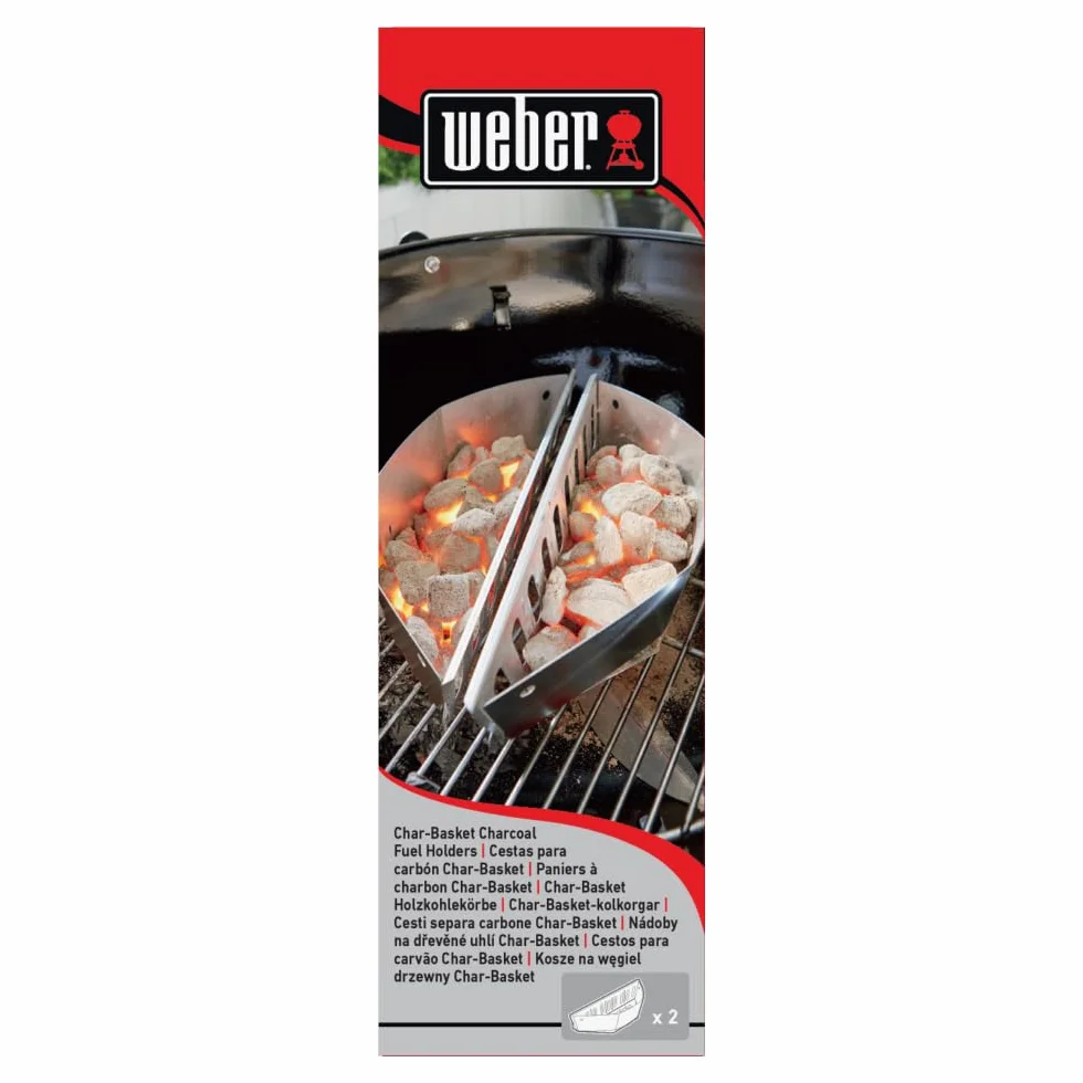 Weber cesti per Carbone per Tutti i Barbecue a Carbone Tipo Kettle, stabili e robusti, Ideali per Cottura Diretta e indiretta – Argento (3401510)