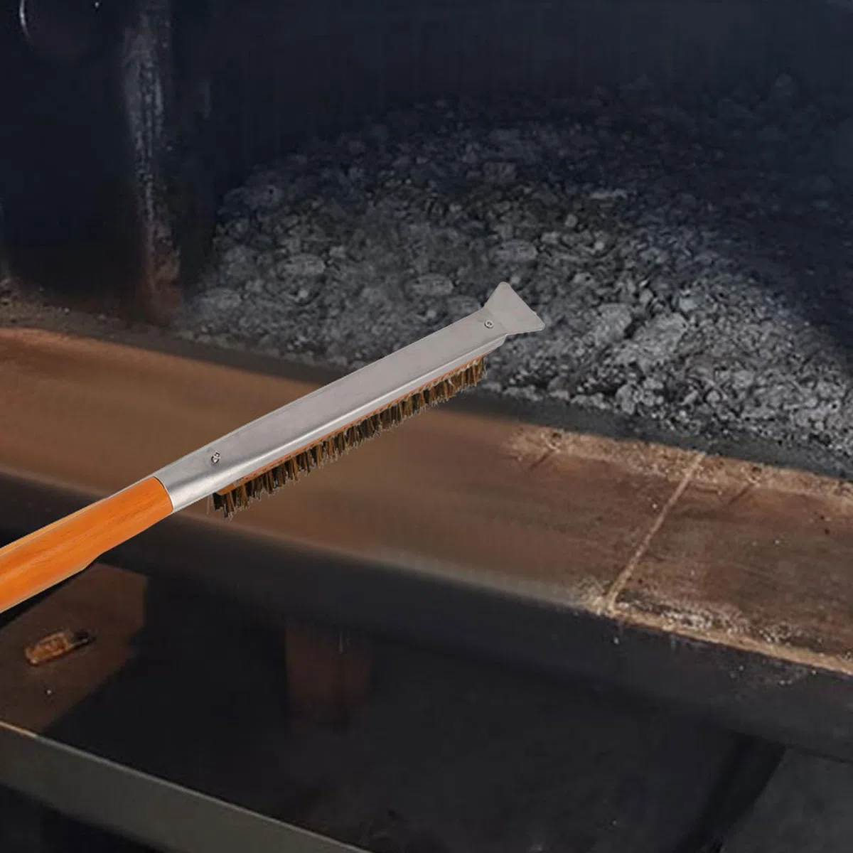 Spazzola per Forno per Pizza, Spazzola per Pietra per Pizza e Raschietto Facile Smontaggio Multifunzione 21 Pollici Resistente Al Calore per Uso Esterno