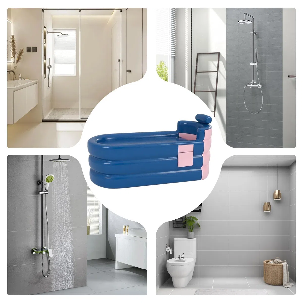 Vasca Da Bagno Gonfiabile Per Adulti Vasca Da Bagno Gonfiabile Portatile | Pieghevole Per Adulti Bambini Famiglia Interno Esterno Giardino Cortile Campeggio Viaggio Camper Spiaggia Piscina Spa Pic