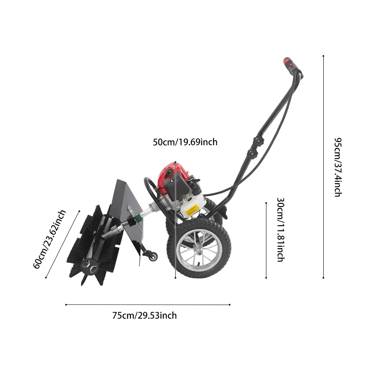 Spazzaneve a 2 tempi, 43 CC, spazzaneve 1,7 HP, scopa a benzina, spazzaneve per erba artificiale, erba naturale, marciapiedi