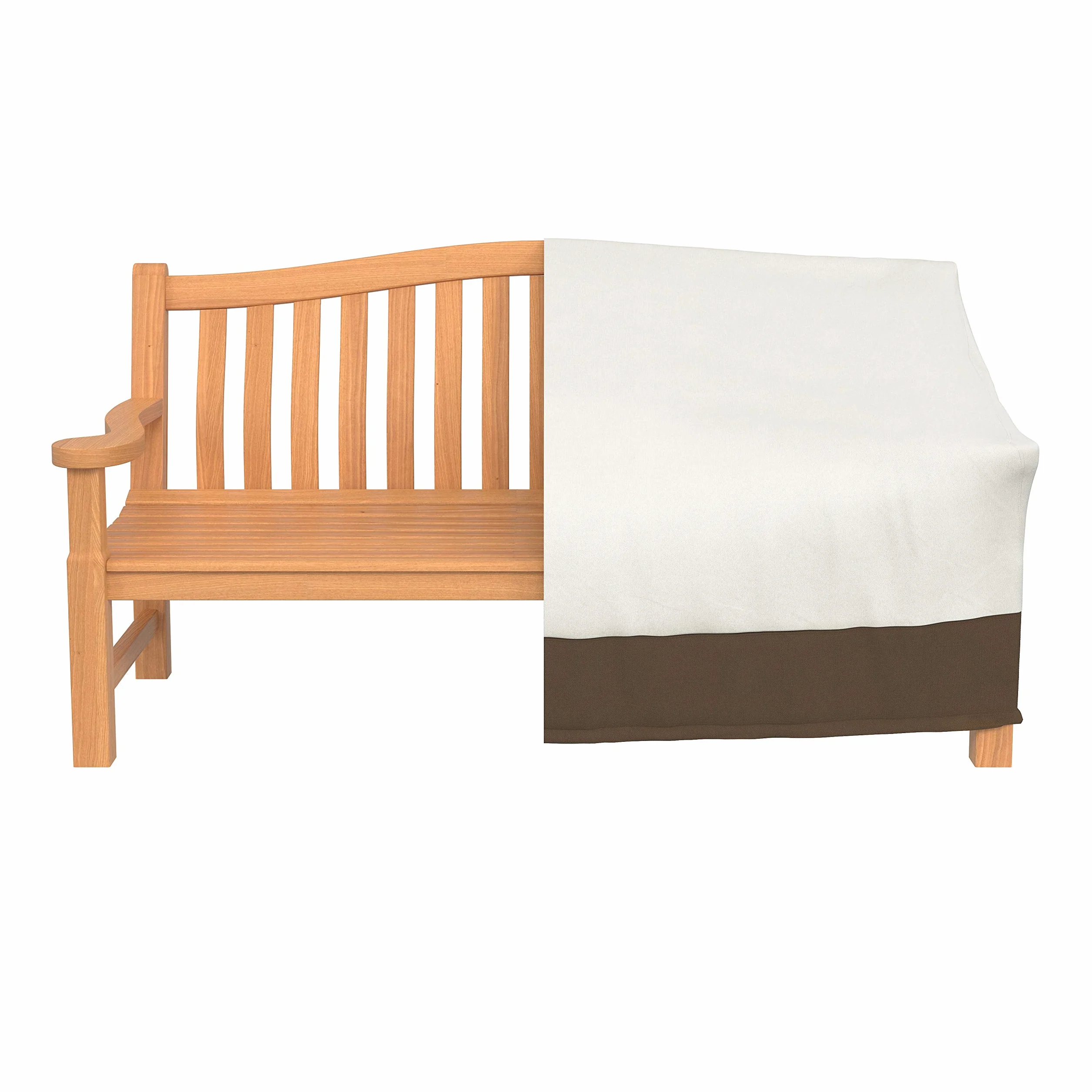 Amazon Basics Telo di copertura sagomato per panca a 2 posti, Beige + Marrone Chiaro