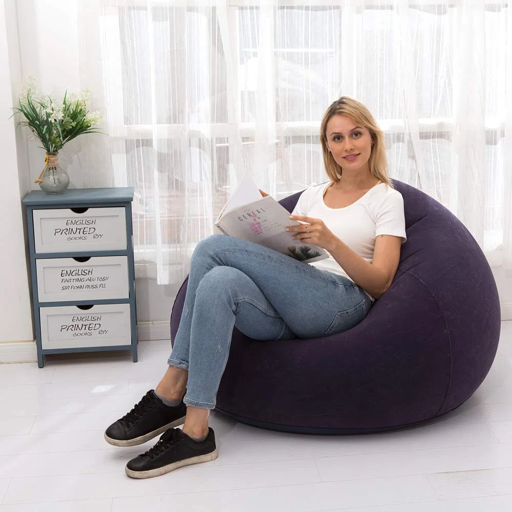 LONEEDY - Divanetto gonfiabile per interni o esterni, con interno morbido, (blu sferico).