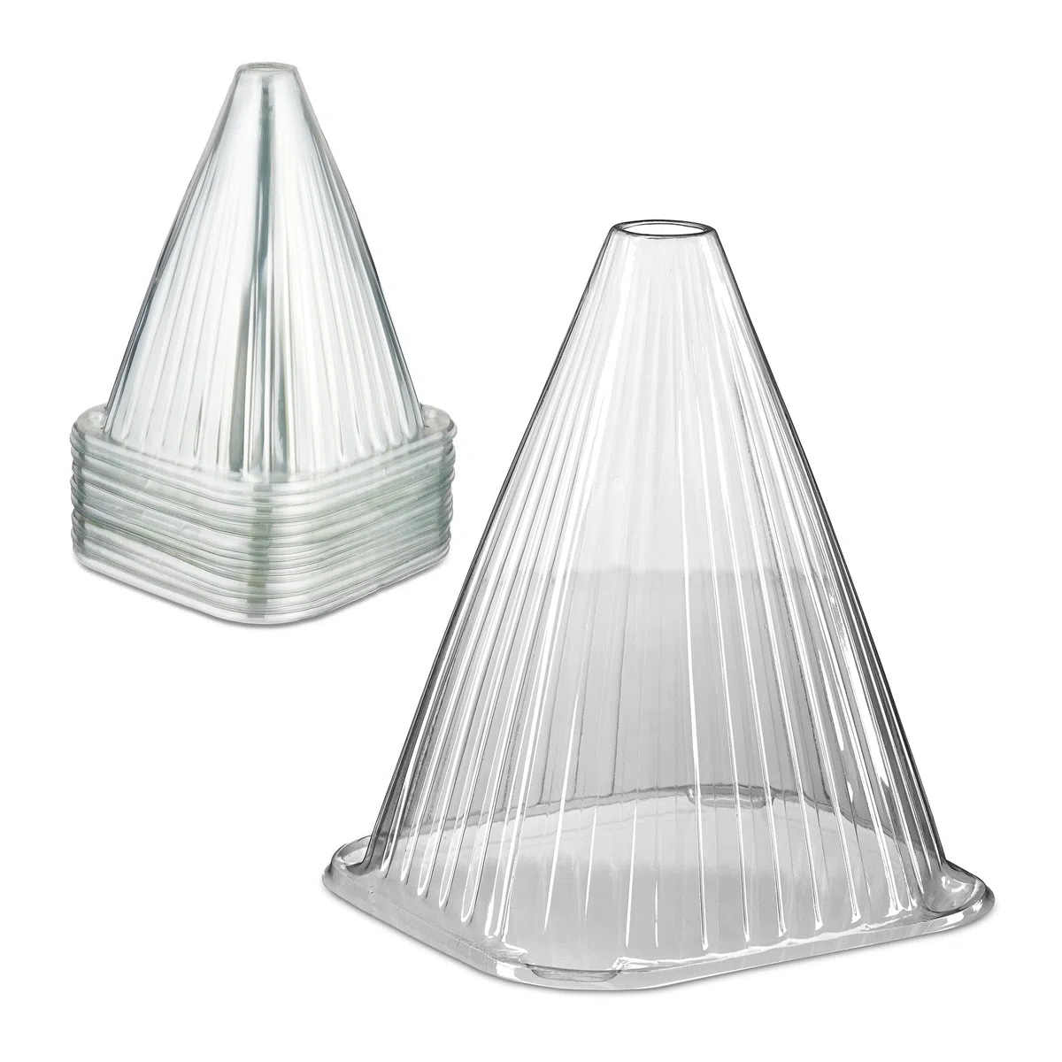Relaxdays Protezioni per Piante, Set 80 Coni Protettivi Antilumaca e Anti Gelo, Piantine, 22x19x19 cm, PVC, Trasparente
