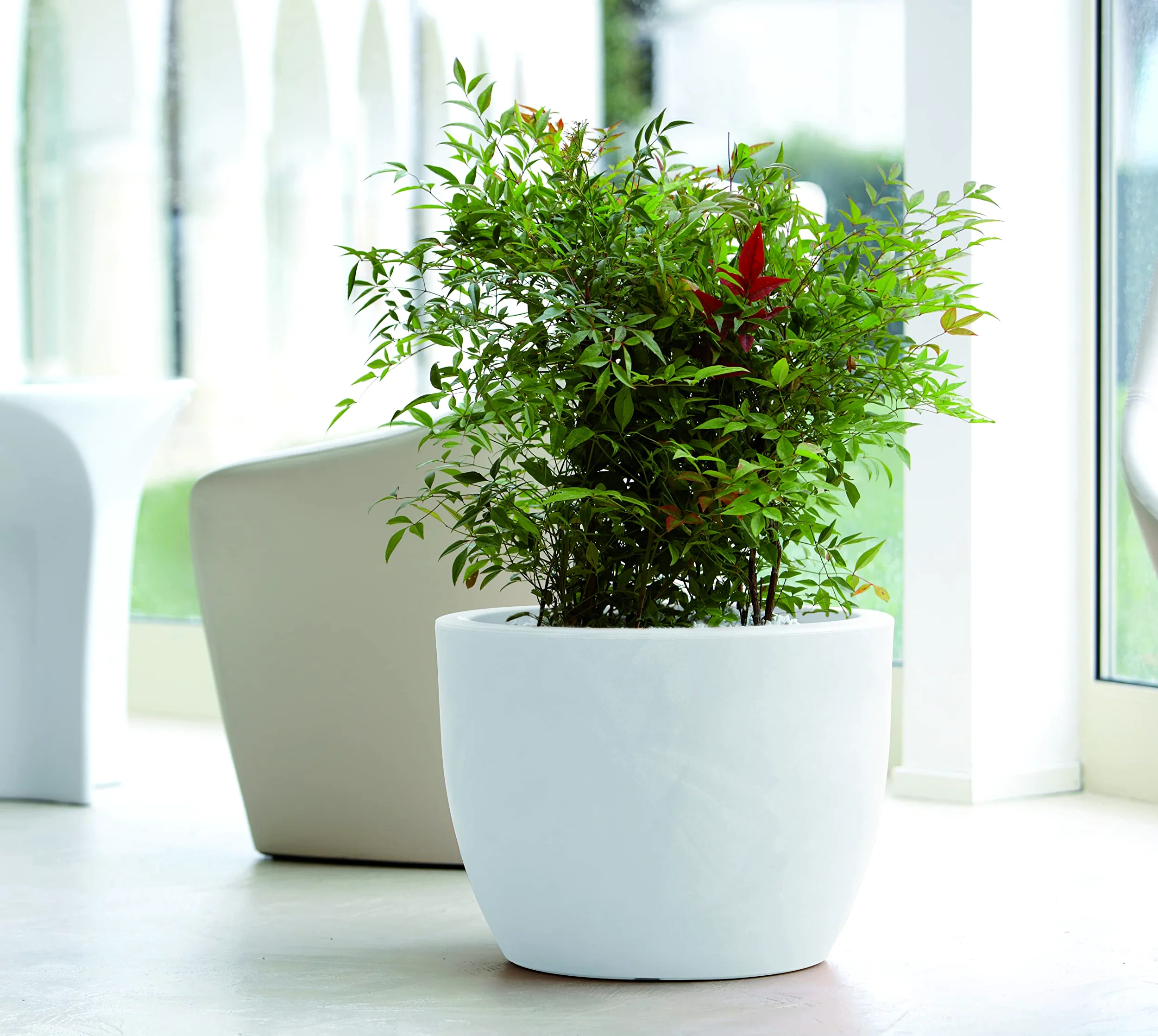 Nicoli Vaso Hera Matt in resina opaca per interni ed esterni, design moderno resistente a urti e raggi UV, ideale come vaso decorativo da giardino o terrazzo, Ø 50 cm, ANTRACITE