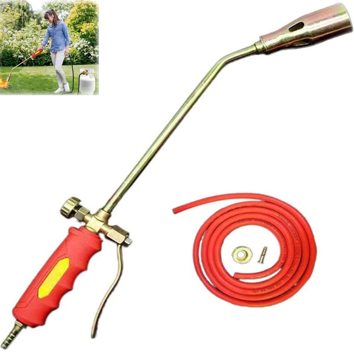 Nuovo Kit Torcia a Propano 2025, Torcia a Propano Portatile con Tubo per Erbacce, Torcia ad Alta Potenza per Diserbo da Giardino, Coperture, Ghiaccio, Neve (Diametro 35 mm, Tubo Gas da 2 m)