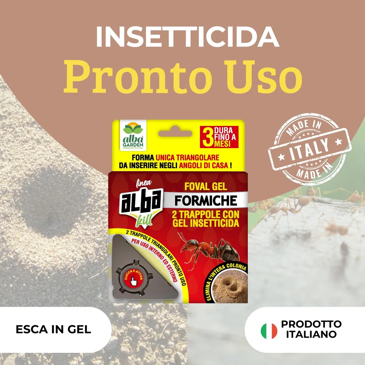 Albagarden - Trappola Formiche con Gel Insetticida - Casette con Esche in Gel Insetticida - Anti Formiche - Pronto all'Uso x 24 Pz