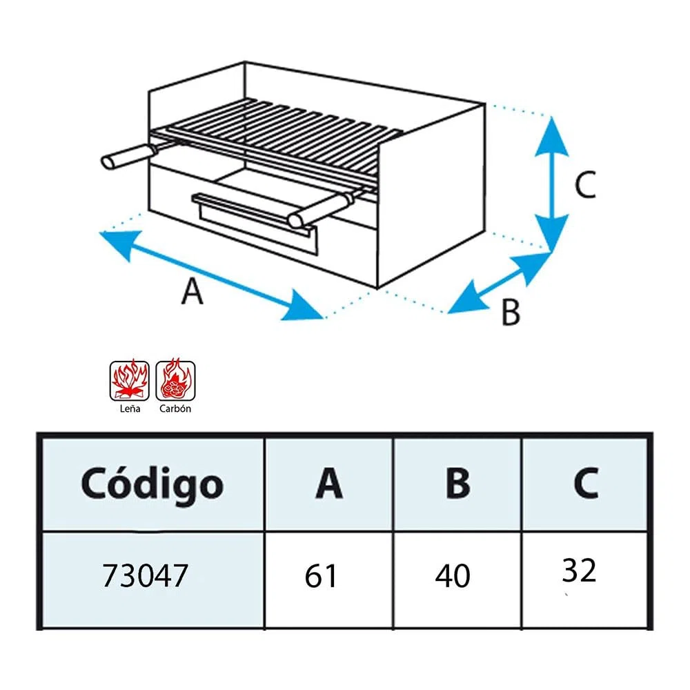 Imex El Zorro 71514 - Cassetto per Barbecue con griglia de Inossidabile - 61 x 40 x 33 cm