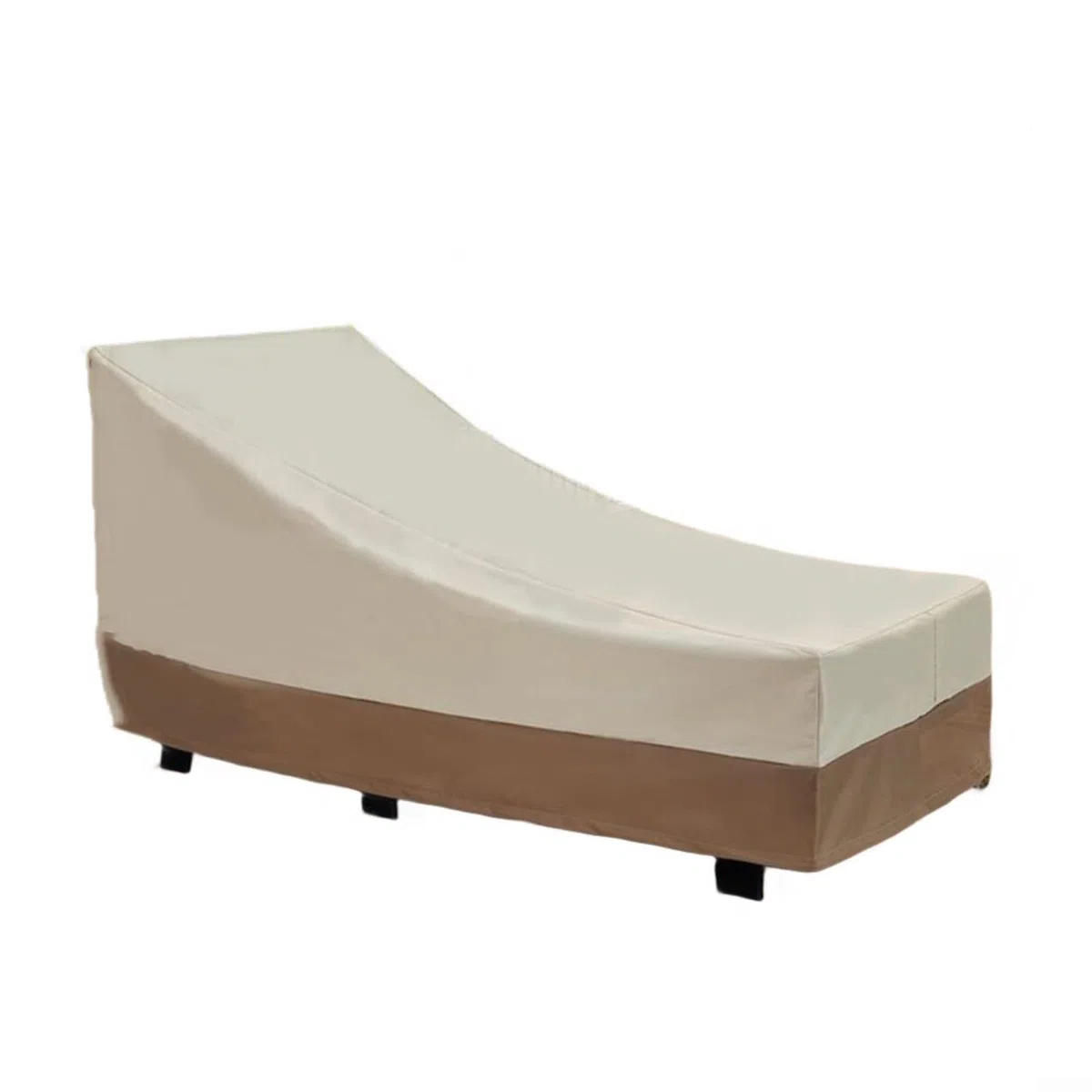 KiraKira Copertura per chaise longue da esterno, in tessuto impermeabile resistente, con prese d'aria, per mobili da giardino per patio, facile da riporre, beige, caffè, 208 x 76 x 79 cm