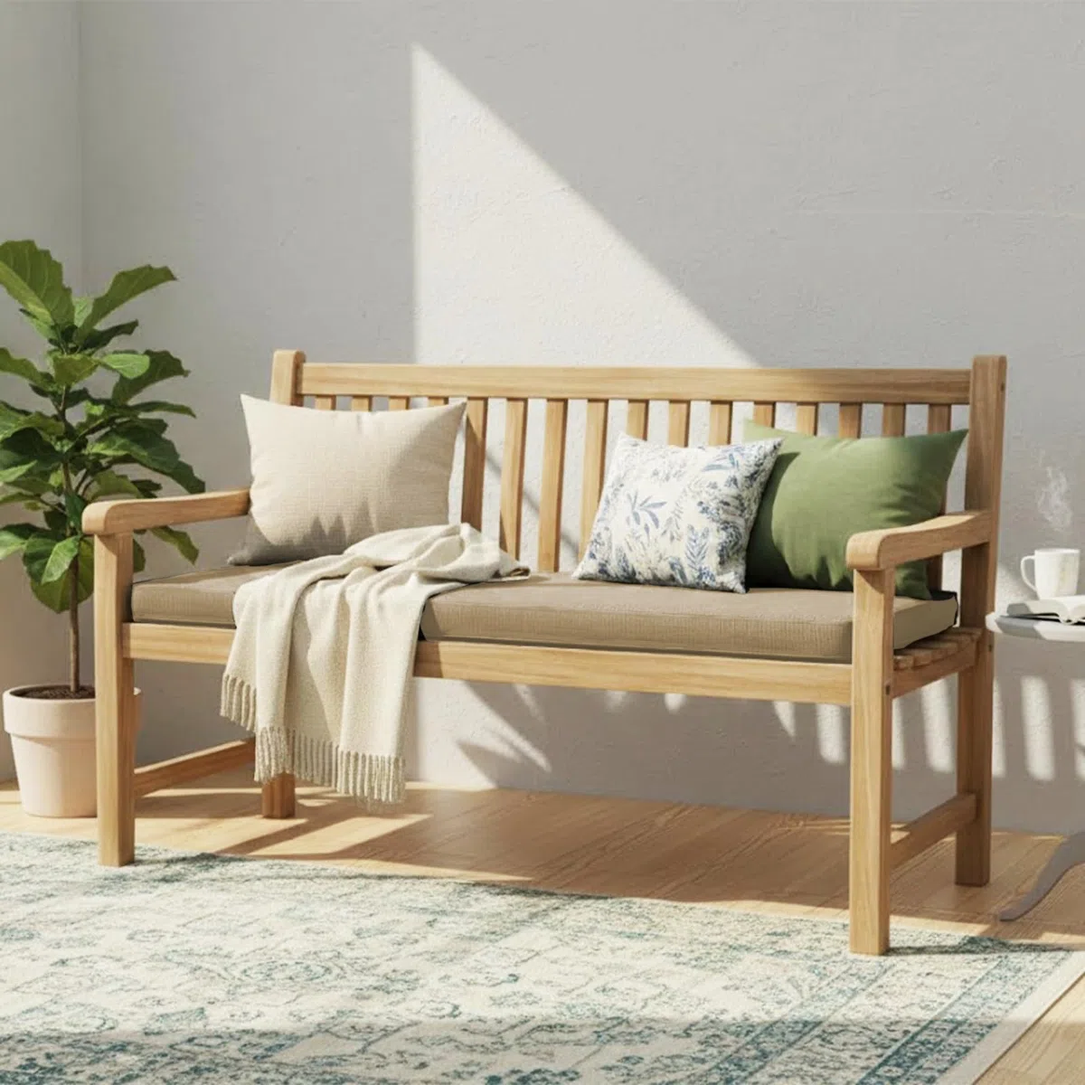 HAND Cuscino per Panca 120x40 cm - Interno ed Esterno - Seduta Imbottita, Morbida e Resistente - Per Giardino, Patio, Cucina - Prodotto in Italia (Tortora)
