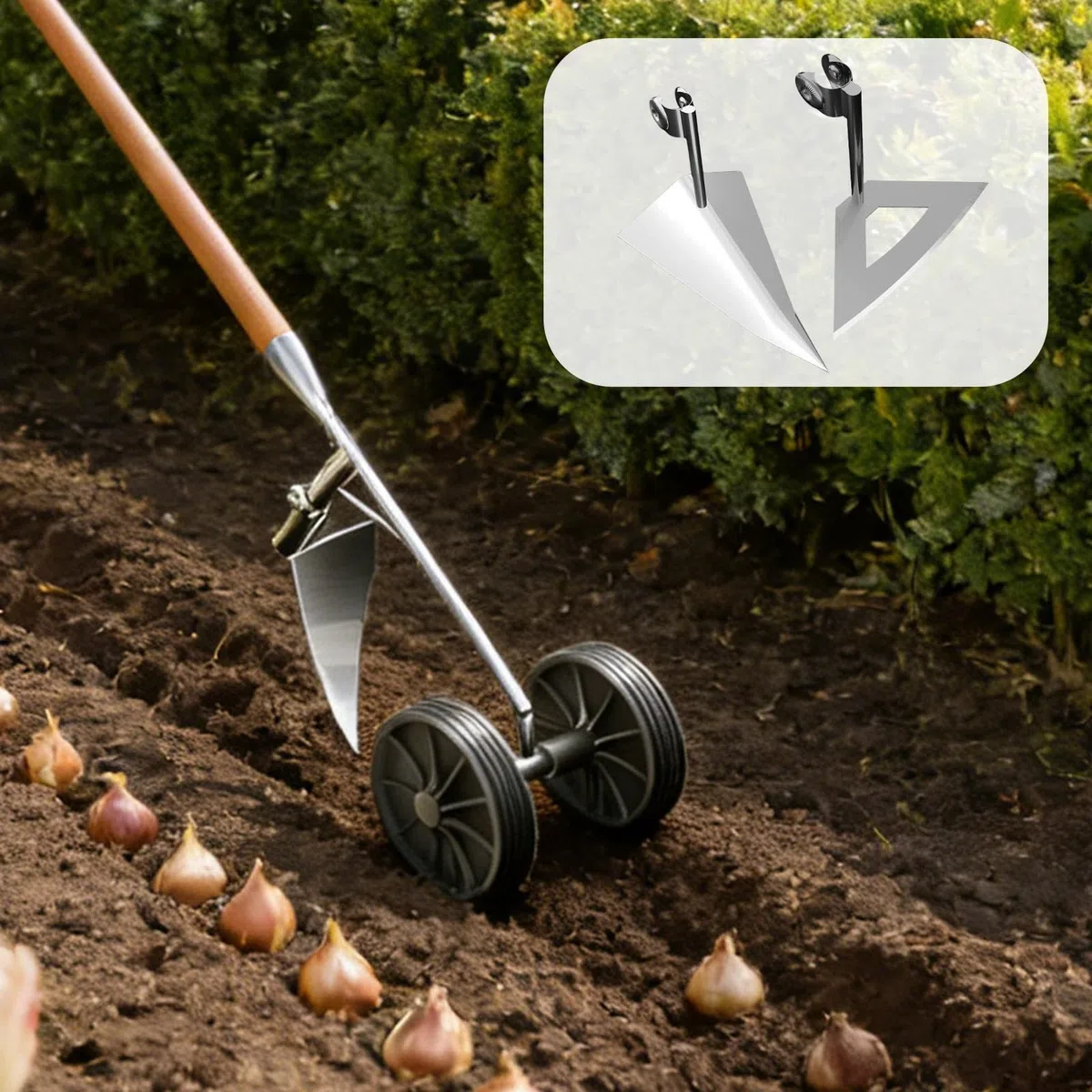 Zappa Manuale da Giardino,Vanghetta aeratrice per il terreno con doppie ruote,Zappa Manuale per Erbacce | per Uomo, Marito, Papà, Giardiniere, Agricoltore