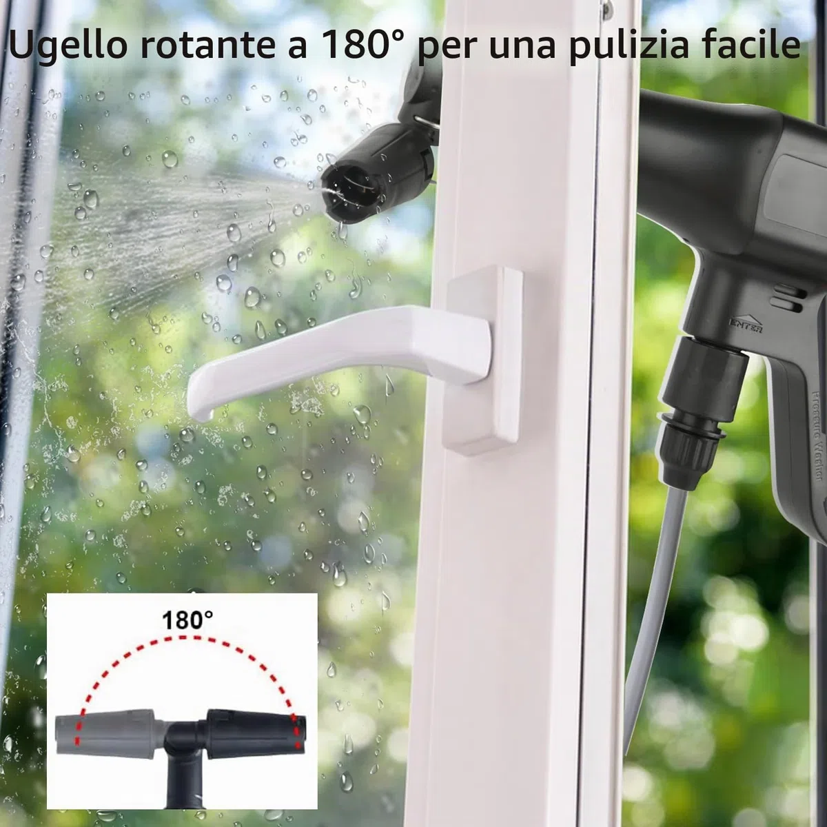 Idropulitrice a Batteria 100 Bar, Idropulitrice Senza Fili con Batteria da 6,0 Ah, Ugello 6 in 1, 3 Velocità Livelli di Pressione 60/80/100 Bar, Idropulitrice Portatile con Display LCD (Nero)