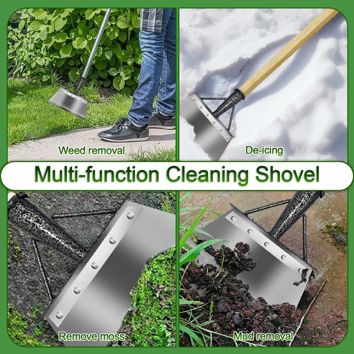 Pala Multifunzionale per La Pulizia,Pala da giardino multifunzionale per la casa,Pala per La Pulizia Del Giardino,acciaio al carbonio diserbo piantare strumento,Pala Piatta in Acciaio 28cm