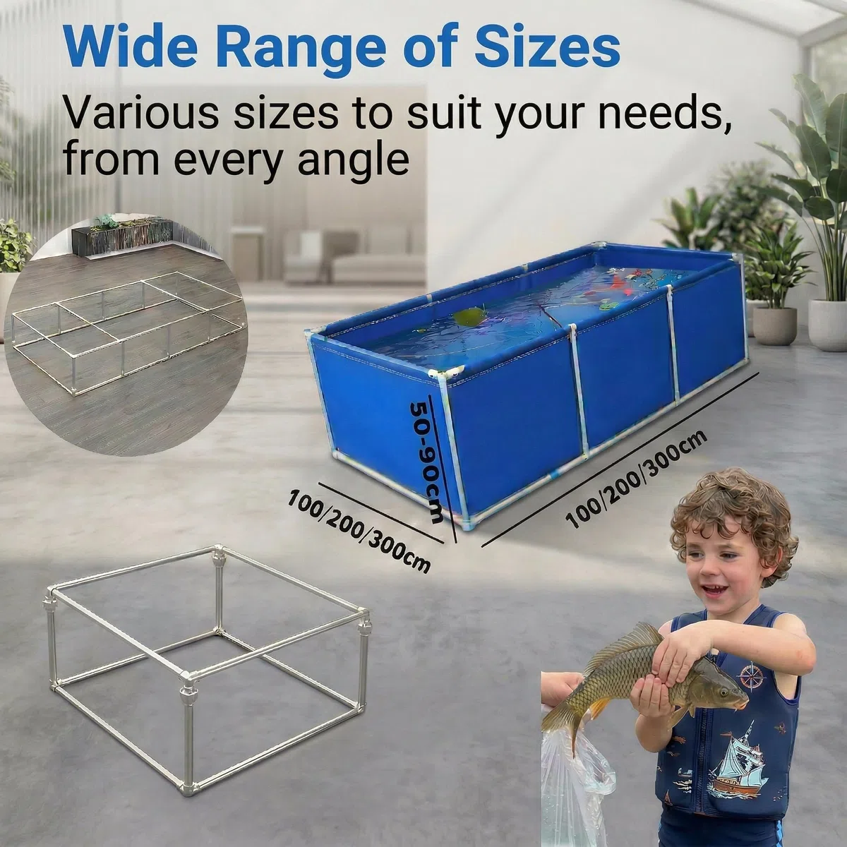 Piscina fuori terra con tela in PVC resistente, ideale per acquacoltura e nuoto, protezione solare e resistenza agli strappi per uso in giardino