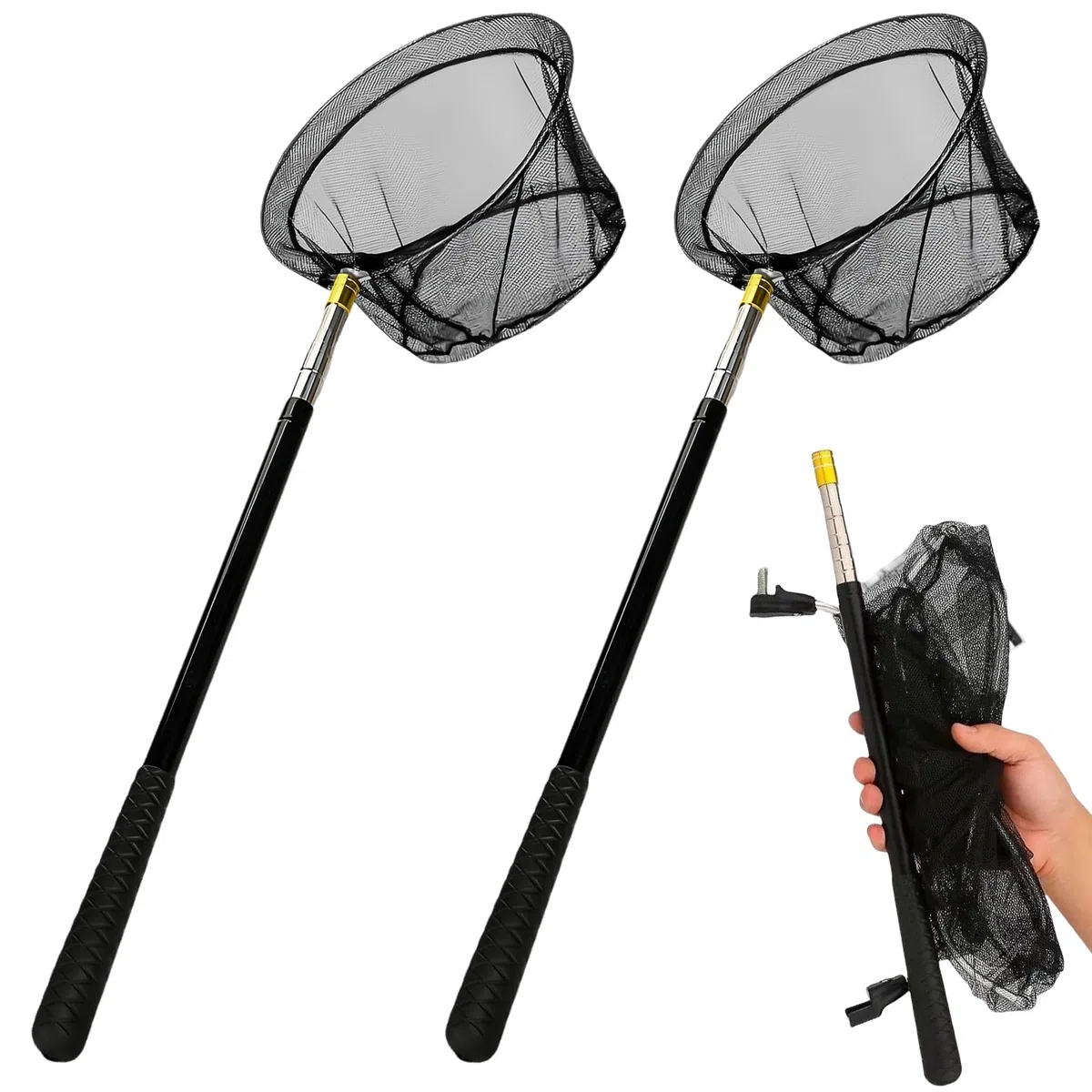 Retino da pesca a farfalla, 2 retini da pesca, retino da pesca, telescopico, allungabile da 40,5 a 151,5 cm, per giardino, piscina, attività all'aperto