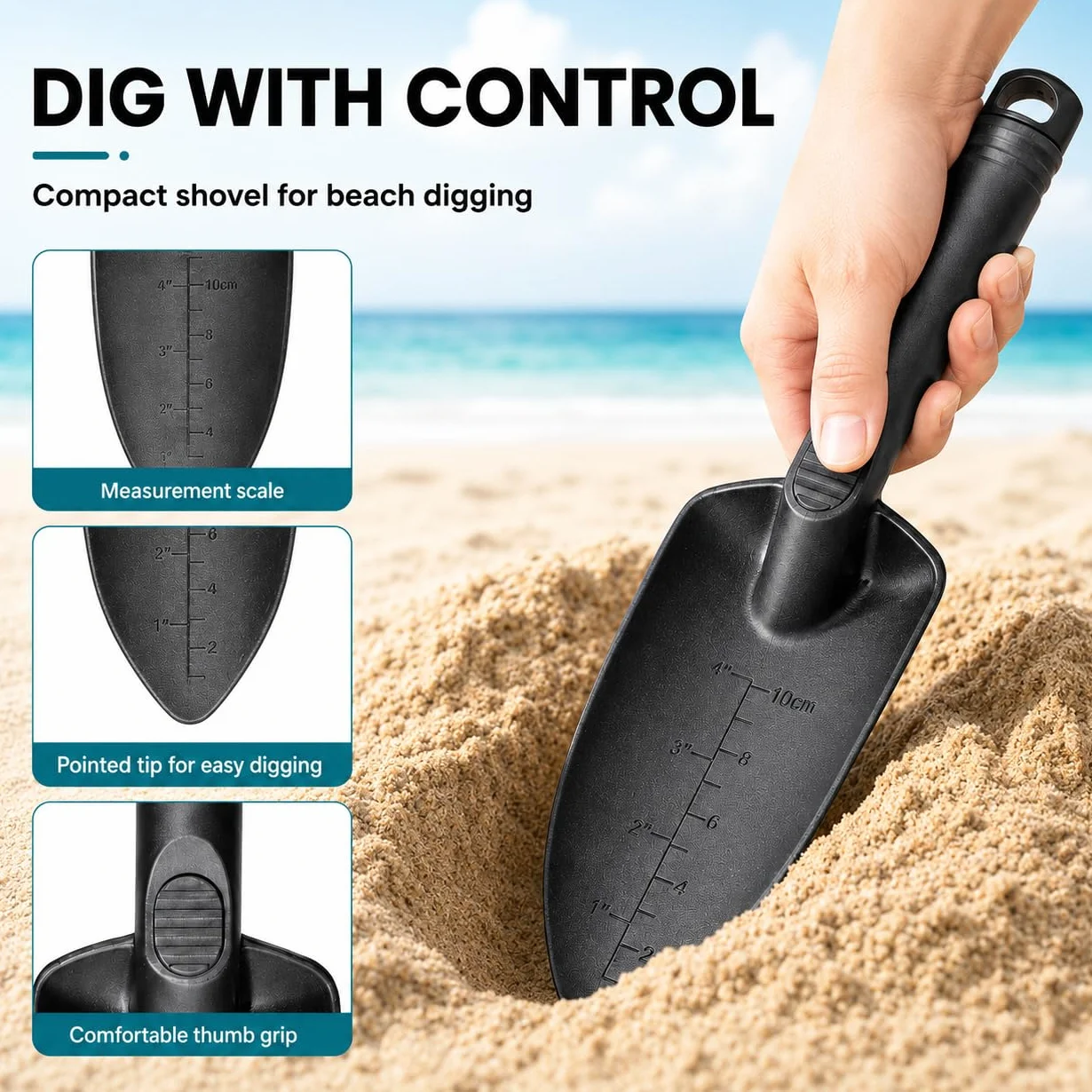 Setaccio Sabbia Metal Detector, Paletta Sabbia Subacquea con Cucchiaio in Plastica ABS, Setaccio Portatile e Accessori per Caccia al Tesoro in Spiaggia/Giardino