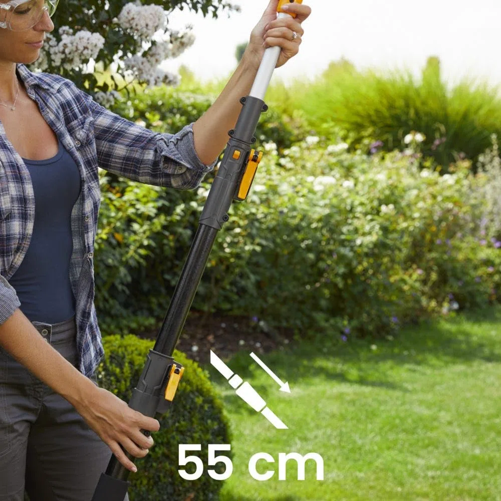 STIGA MT 100e Utensile Multifunzione Senza Fili, 20 V 4 Ah (Batteria Non Incl.) – Manico Telescopico 55 cm, Lama 46 cm – Tagliasiepi, Potatura in Altezza