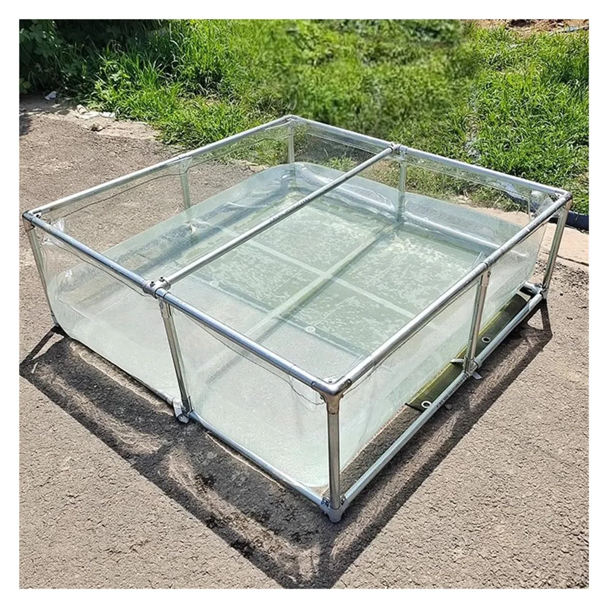 Bacino trasparente per piscina all'aperto con valvola di scarico, grande capacità, ideale per acque fuori terra per stagni di pesci koi, fontana da cortile