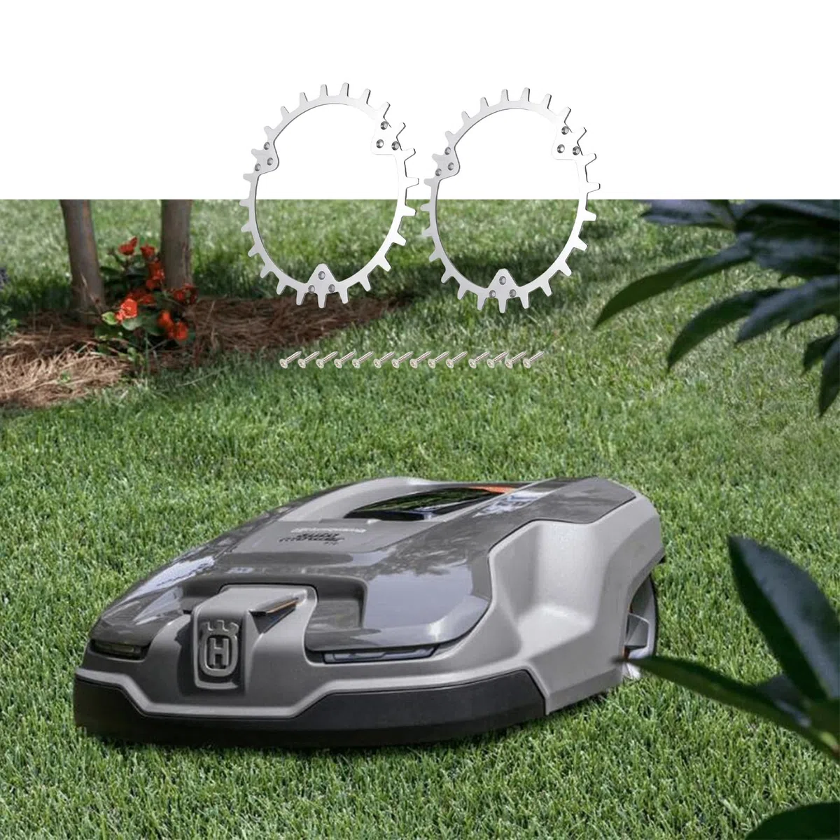 Chuancheng TLWH-02 - Punte antiscivolo per robot tosaerba Husqvarna Automower305/310/315, migliora l'efficienza di falciatura, prolunga la durata, 2 punte antiscivolo, 14 viti