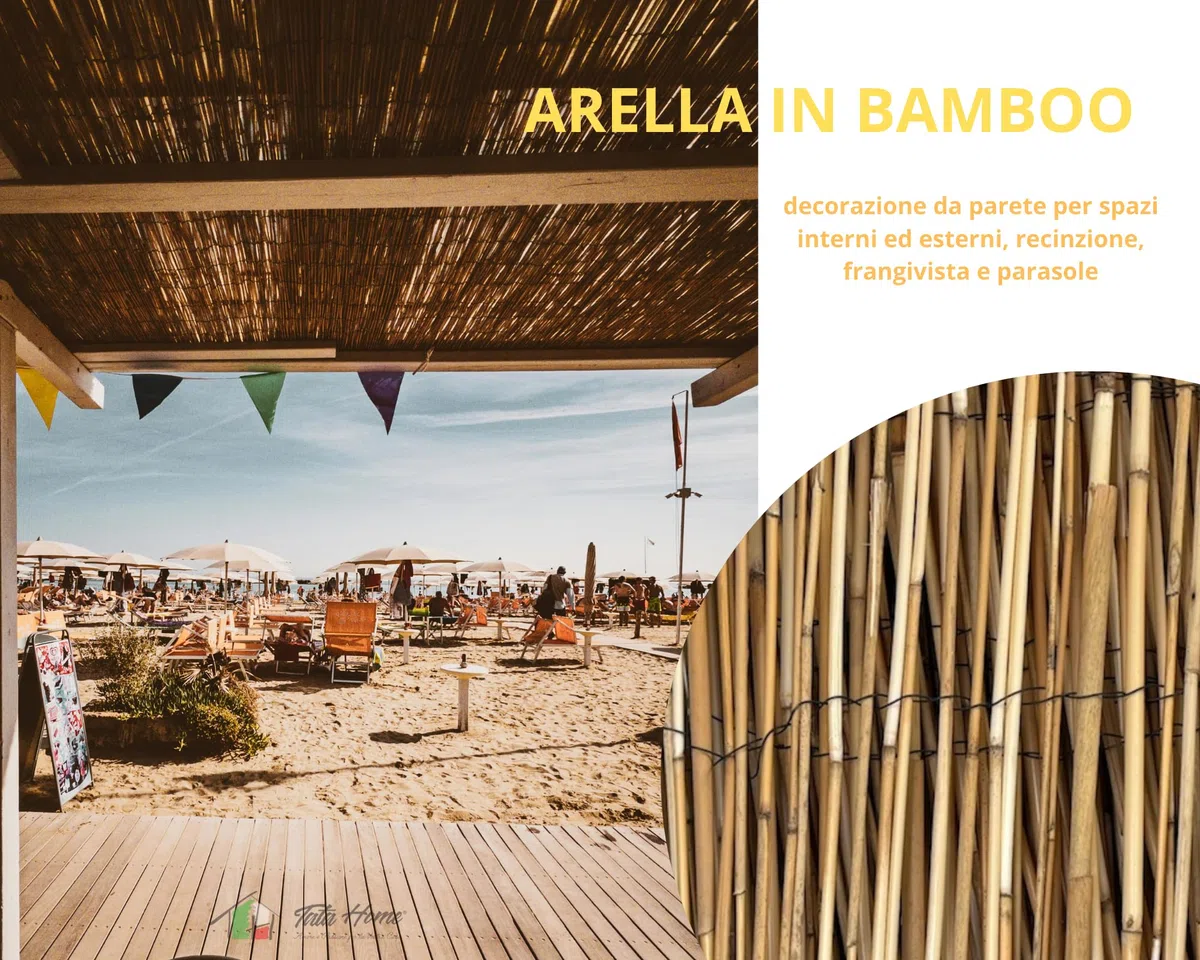 Arella Bamboo da Esterno Copri Ringhiera Recinzione Bambù Naturale Giardino Frangivista Ornamentale Balcone Misura 1x5 metri