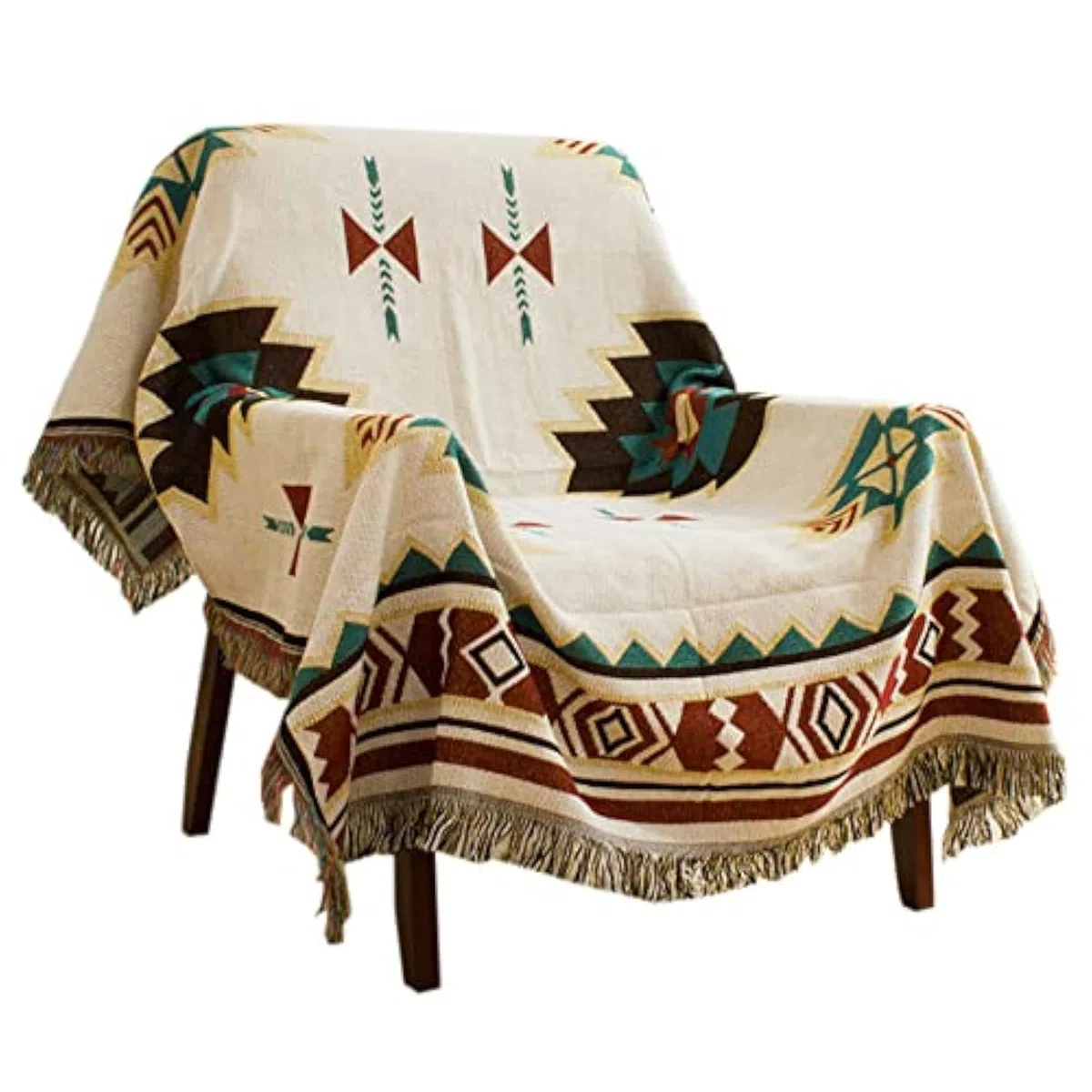 Coperta per Divano Etnico, Coperta Navajo，Adatto per Divano/Esterno/Campeggio(Size:90x90cm / 35.4x35.4in)