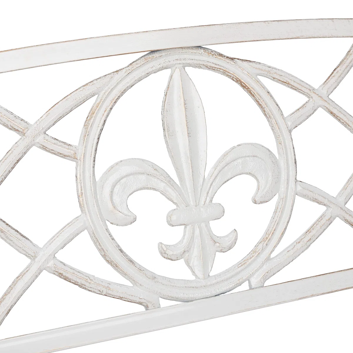 Relaxdays Panchina da Giardino, Panca da Esterno in Metallo, con Schienale in Ghisa, HLP: 86 x 127 x 57cm, Bianco Bronzo