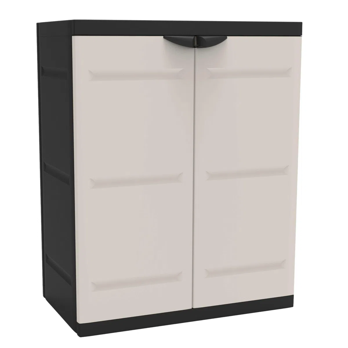 Miroytengo Armadio 2 ante e 2 ripiani interni, armadio basso esterno, armadio in resina titanio nero 70 x 88 x 41 cm