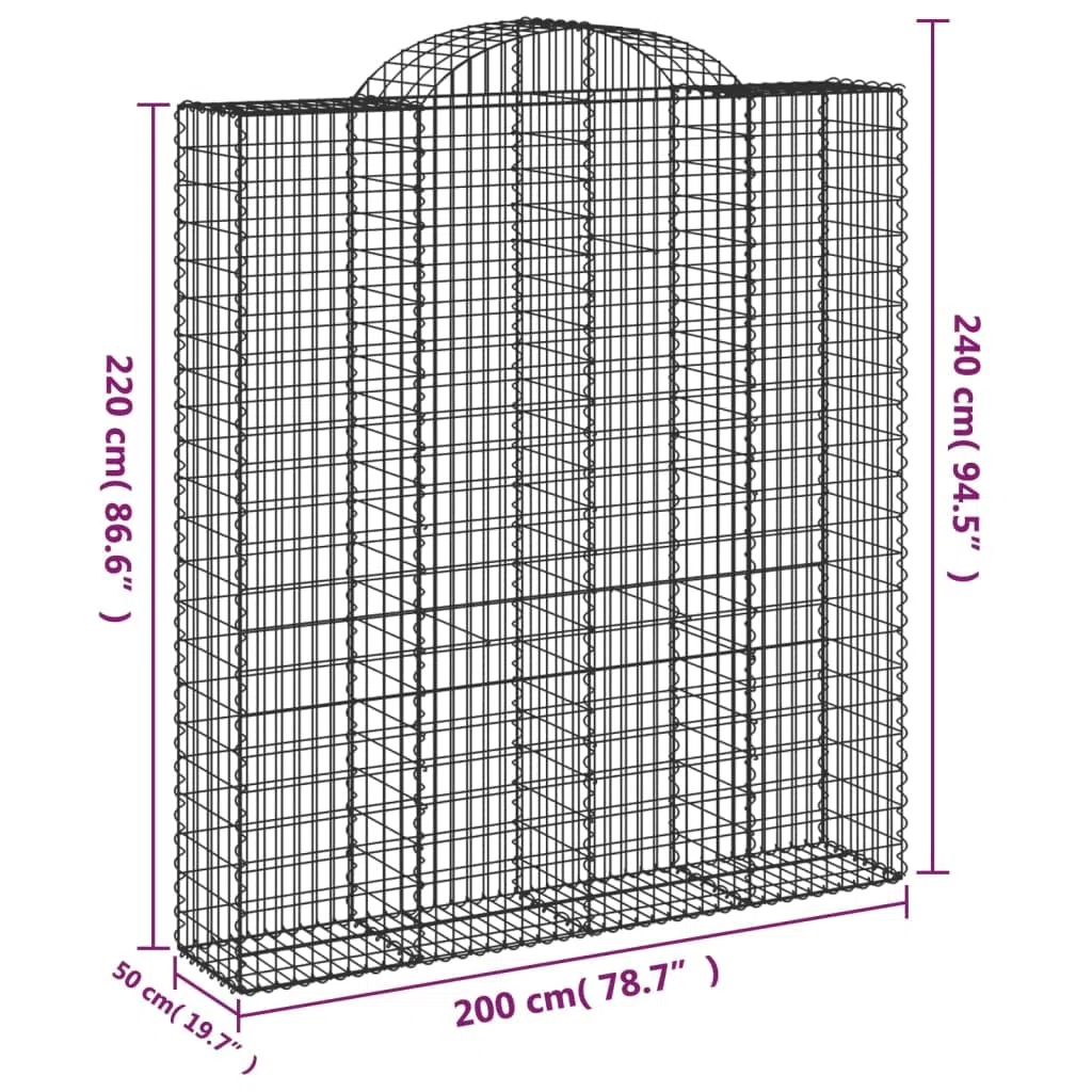 Set di 15 archi alti, 200 x 50 x 220/240 cm, in acciaio zincato, 3,5 mm, protezione dal rumore, design moderno per prati, balconi, cortili, pareti di recinzione