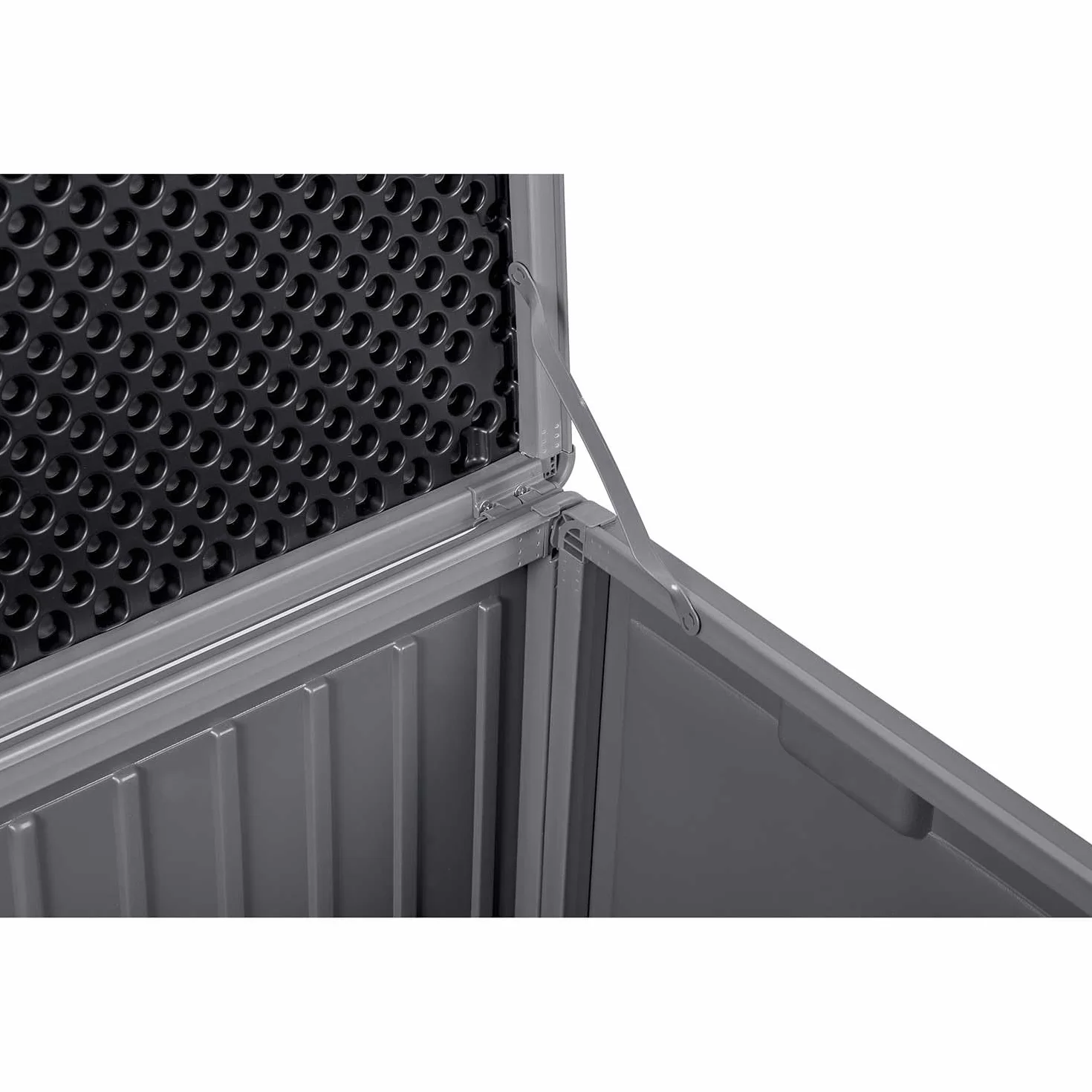 Contenitore da giardino, capacità 270 l, resistente alle intemperie, con coperchio, 109 x 51,5 x 55 cm, colore: grigio