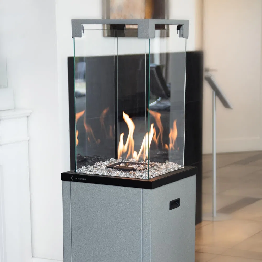 KRATKI Stufa da terrazza a gas 144,4 x 37 x 37 cm 8,2 kW con riduttore | Riscaldatore a gas per patio, 8,2 kW, con riduttore, per giardino, giardino, caminetto, patio, esterno; Potenza nominale 8.2