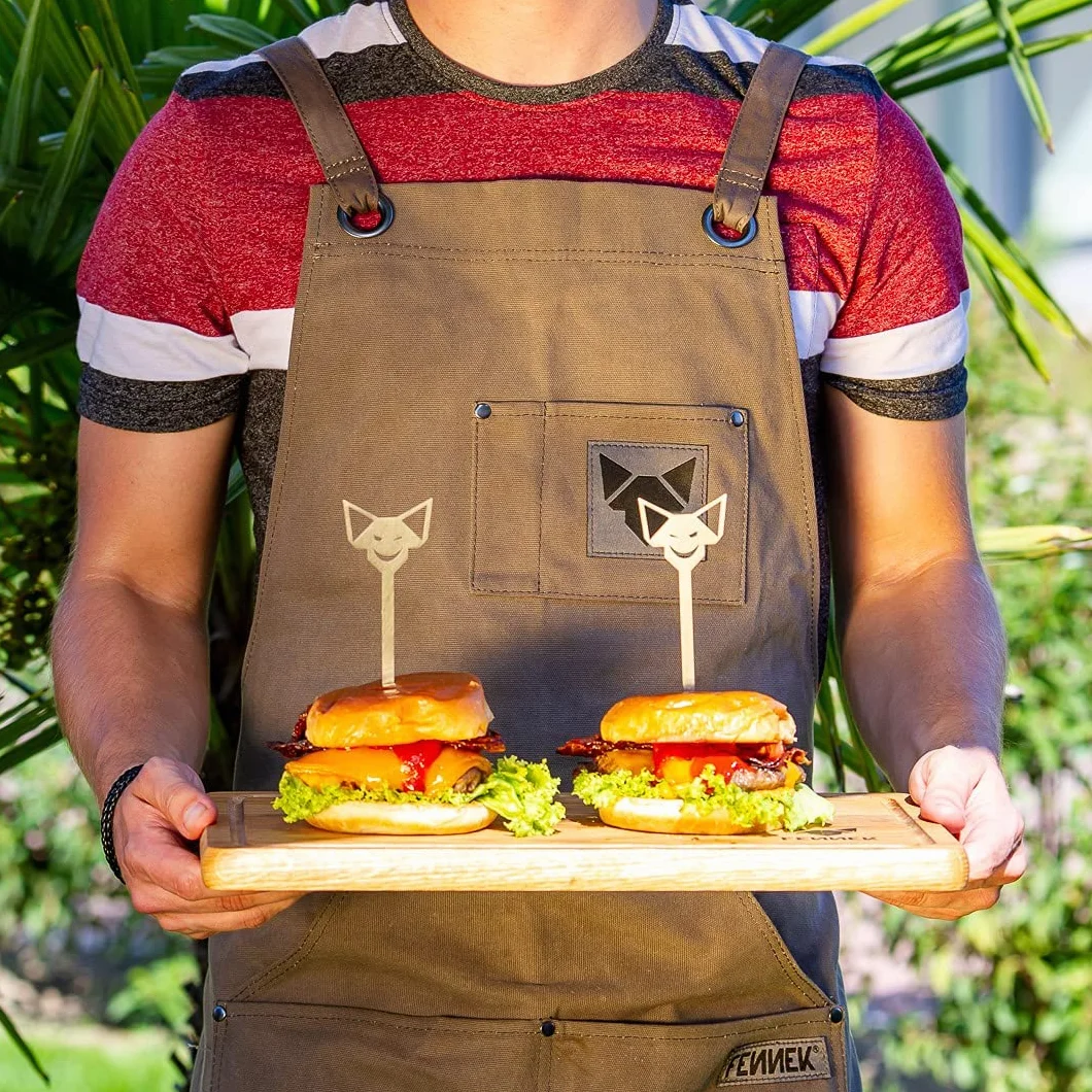 Fennek Grembiule per barbecue, finitura di alta qualità, con impregnazione mediante strato di cera, grigio, taglia unica