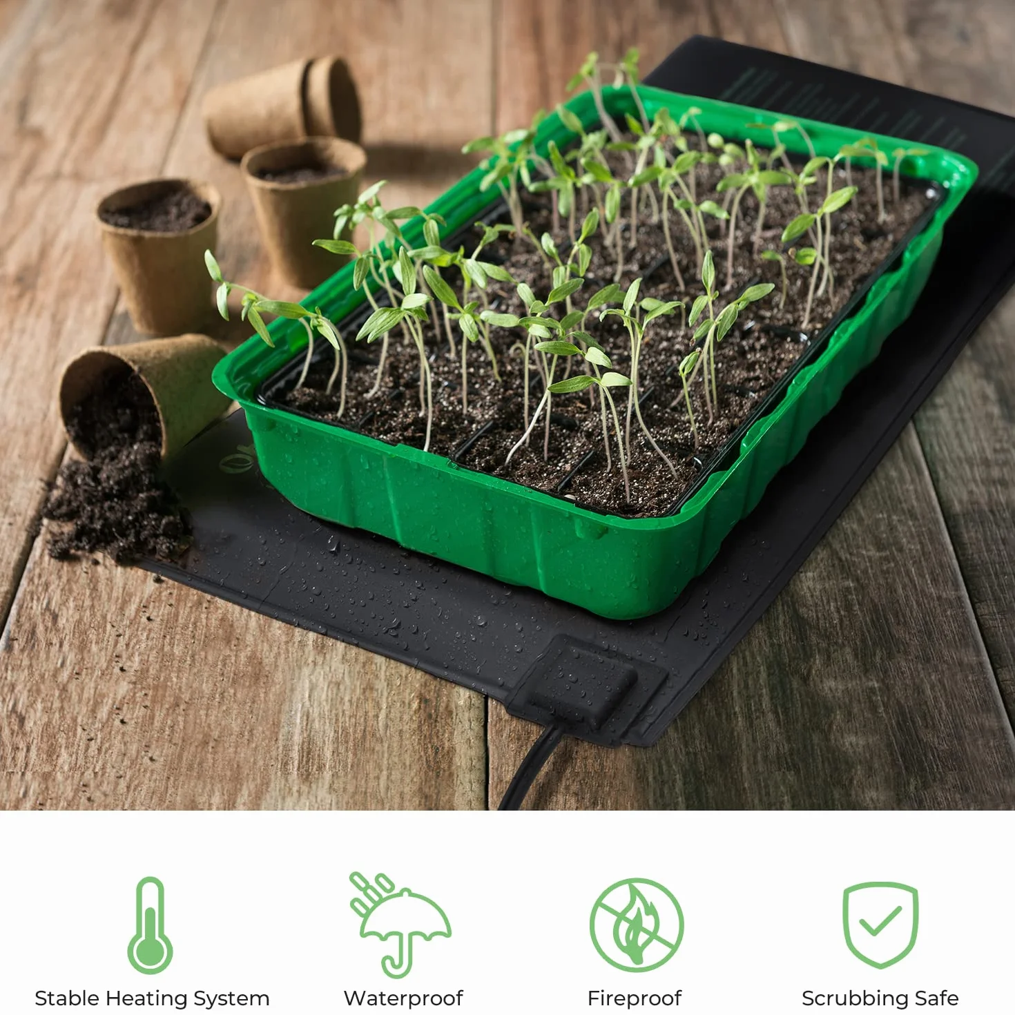 Ohuhu Tappetino Riscaldante Tappeti Riscaldanti per Animali Idroponica 2 Pezzi, 21 Watt Tappeto Piastra Riscaldante per Serra Germinazione Giardino Idroponica Rettile Terrario, 25x52 cm