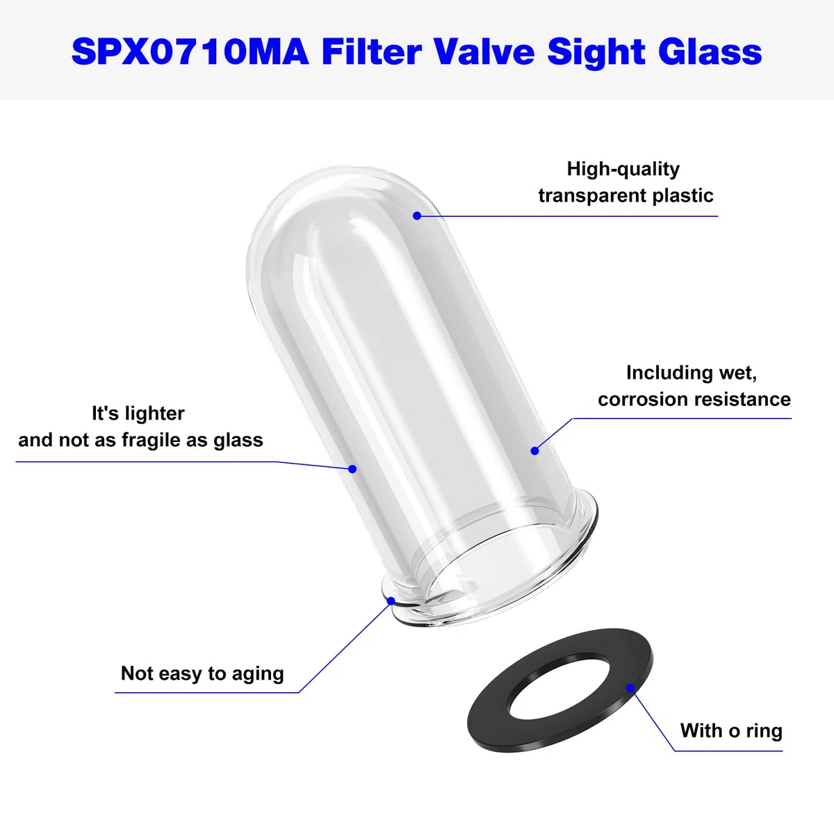 Filtro a sabbia SPX0710MA per Hayward Pool Filter Sight Glass, ricambio Hayward Pool filtro a sabbia parti SP0710, SP0711, SP0711, SP0712, SP0714T, SP0715, SP0716 con guarnizione O-Ring