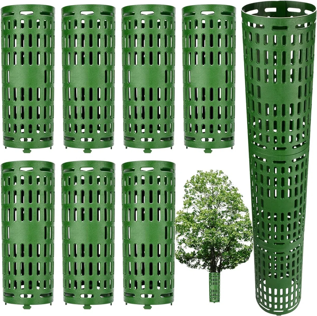 Protezione per tronco d'albero, confezione da 7 protezioni espandibili resistenti per tagliaerba, animali, facili da usare, perfette per alberelli e alberi da frutto