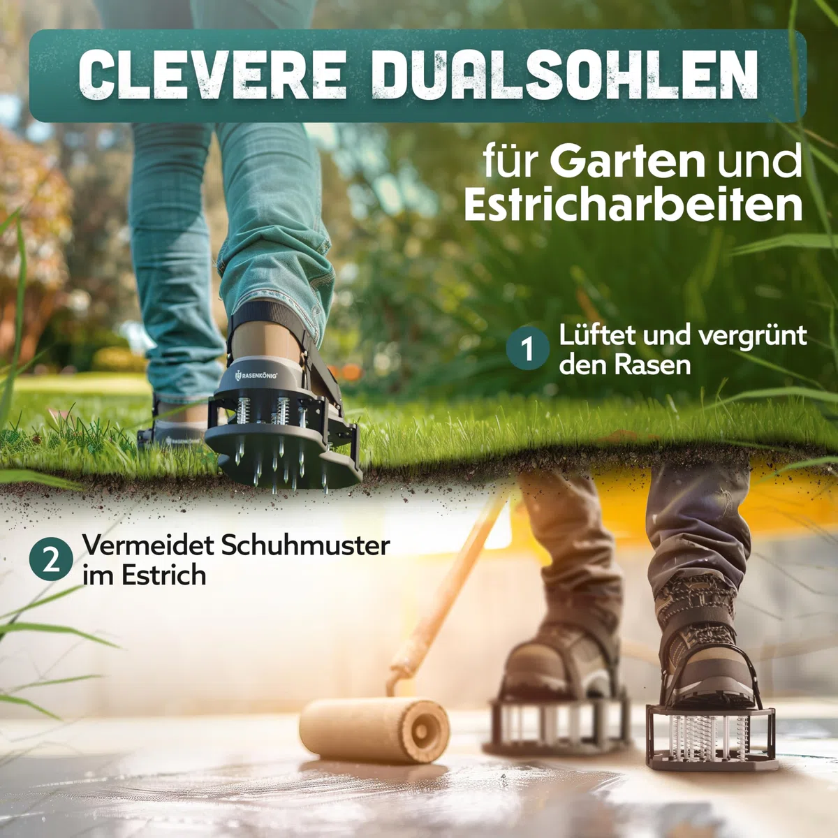 Scarpe per unghie Pro | scarpe da prato + scarpe da massetto | scarificatore e aeratore per la ventilazione del prato | Scarpe da prato premium per ventilare e sciogliere il prato,