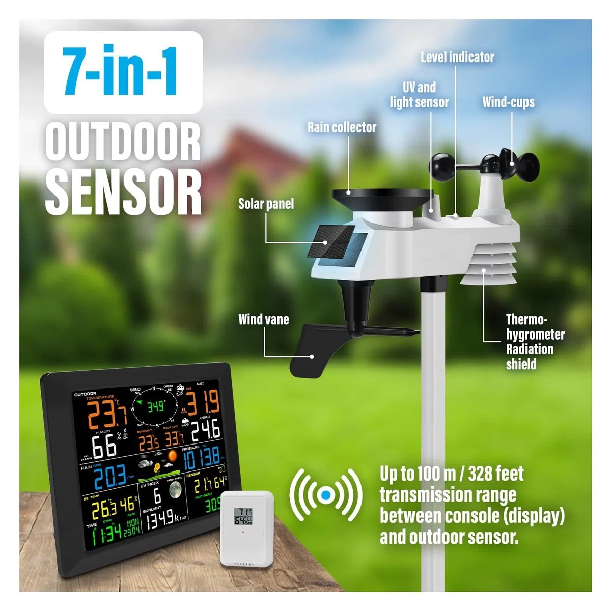 Stazioni Meteorologiche Wireless Display Ampio Da 10 Pollici Termoigrometro For Interni Ed Esterni Pluviometro Velocità Del Supporti A 8 Canali Preciso Veloce Monitoraggio In Tempo Reale