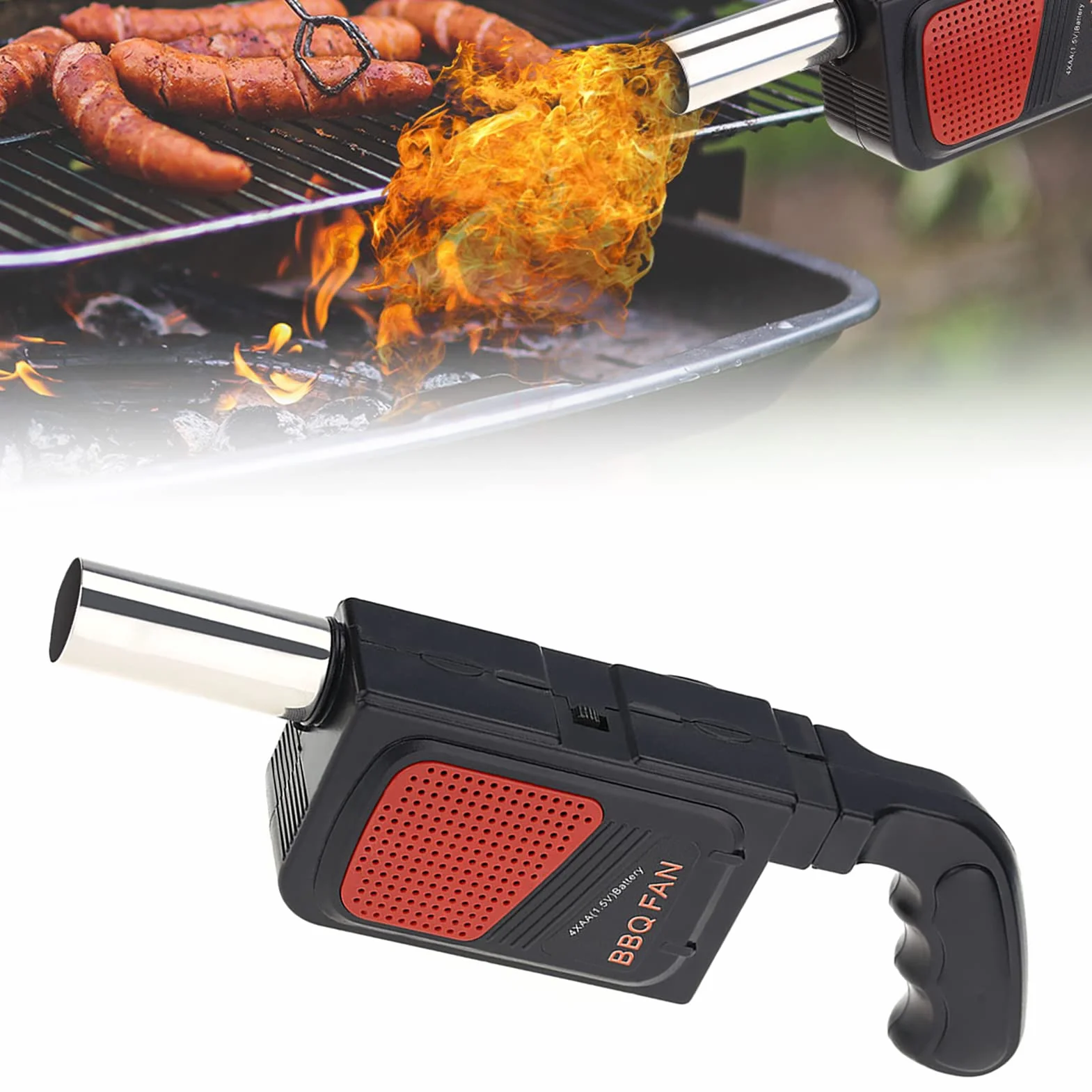 Zerodis Portatile Ventilatore per Barbecue Ventilatore Handheld Batteria Caricata Utensili per Barbecue Strumento Cottura alla Griglia per All'aperto Campeggio Picnic