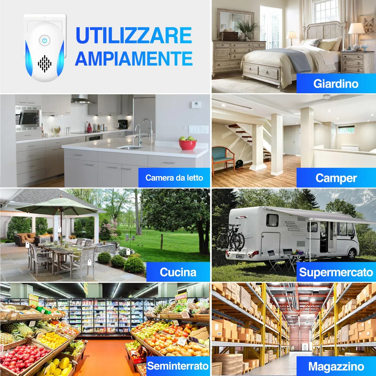 Ultrasuoni per Topi da Interno 4 Pezzi, Repellente Universale per Parassiti, Elimina Formiche, Scarafaggi, Mosche e Ragni, Adatto a Interni Domestici e Aree Commerciali