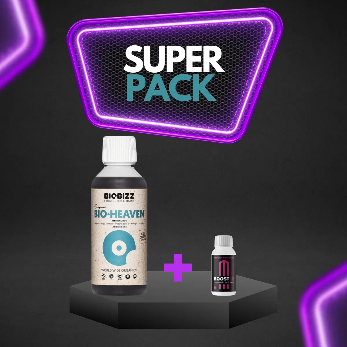 GROWMANIA Bio Heaven di BioBizz 250 ml + Probe Boost Up di Up Nutrients + misurino | Stimolatore di vitalità organico per piante | Per piccoli giardini e vasi di fiori