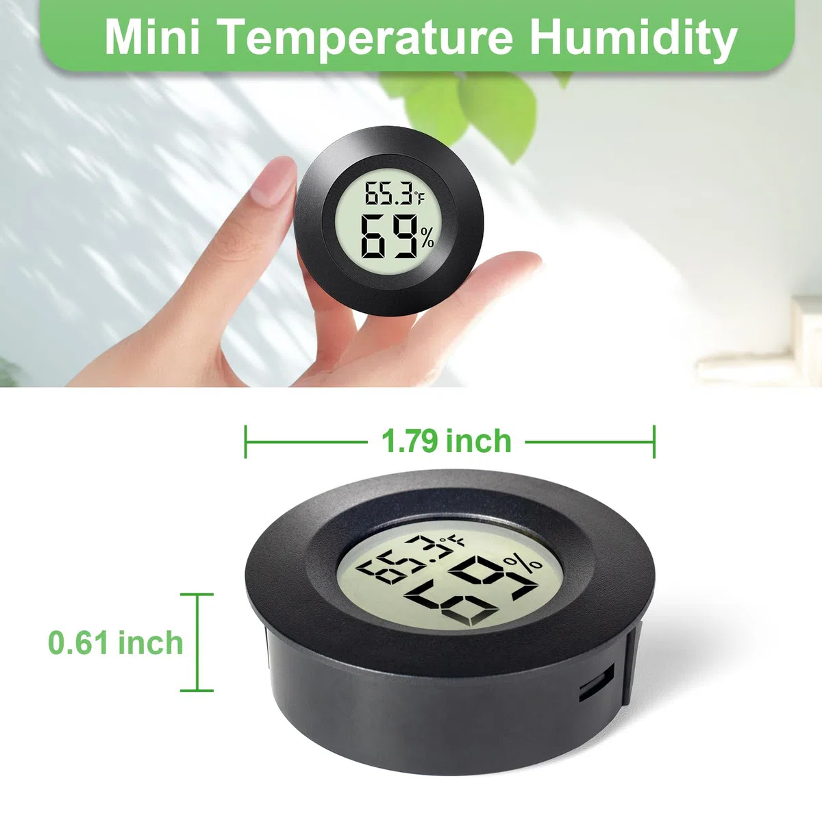 Confezione da 4 mini igrometro termometro per interni ed esterni, misuratore di umidità rotondo, piccolo termometro digitale LCD, misuratore di temperatura, sensore di umidità (℉) o (℃) per